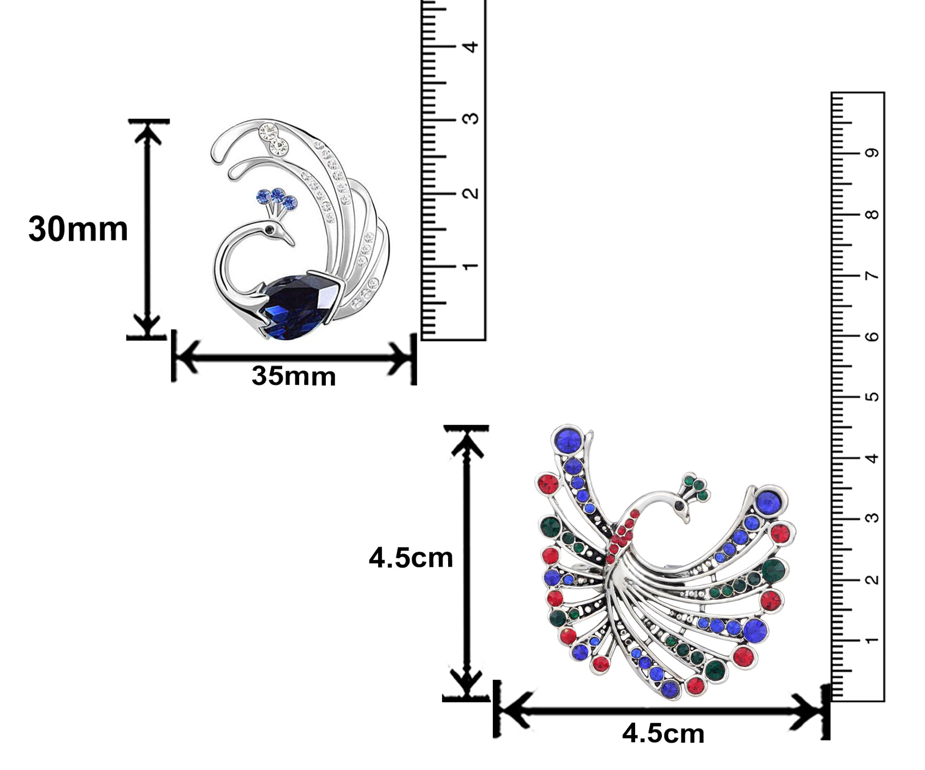 Flying Peacock Shaped Lapel Pin / Brooch