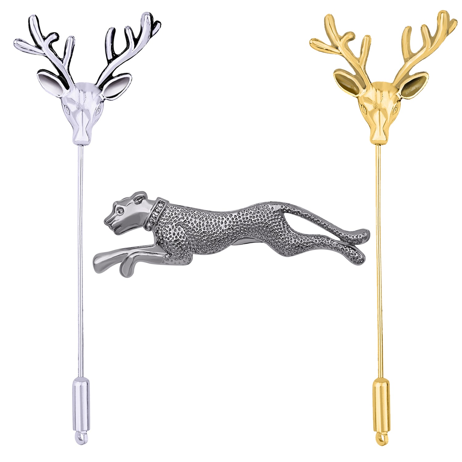 Jaguar and Deer Face Shaped Lapel Pin / Brooch