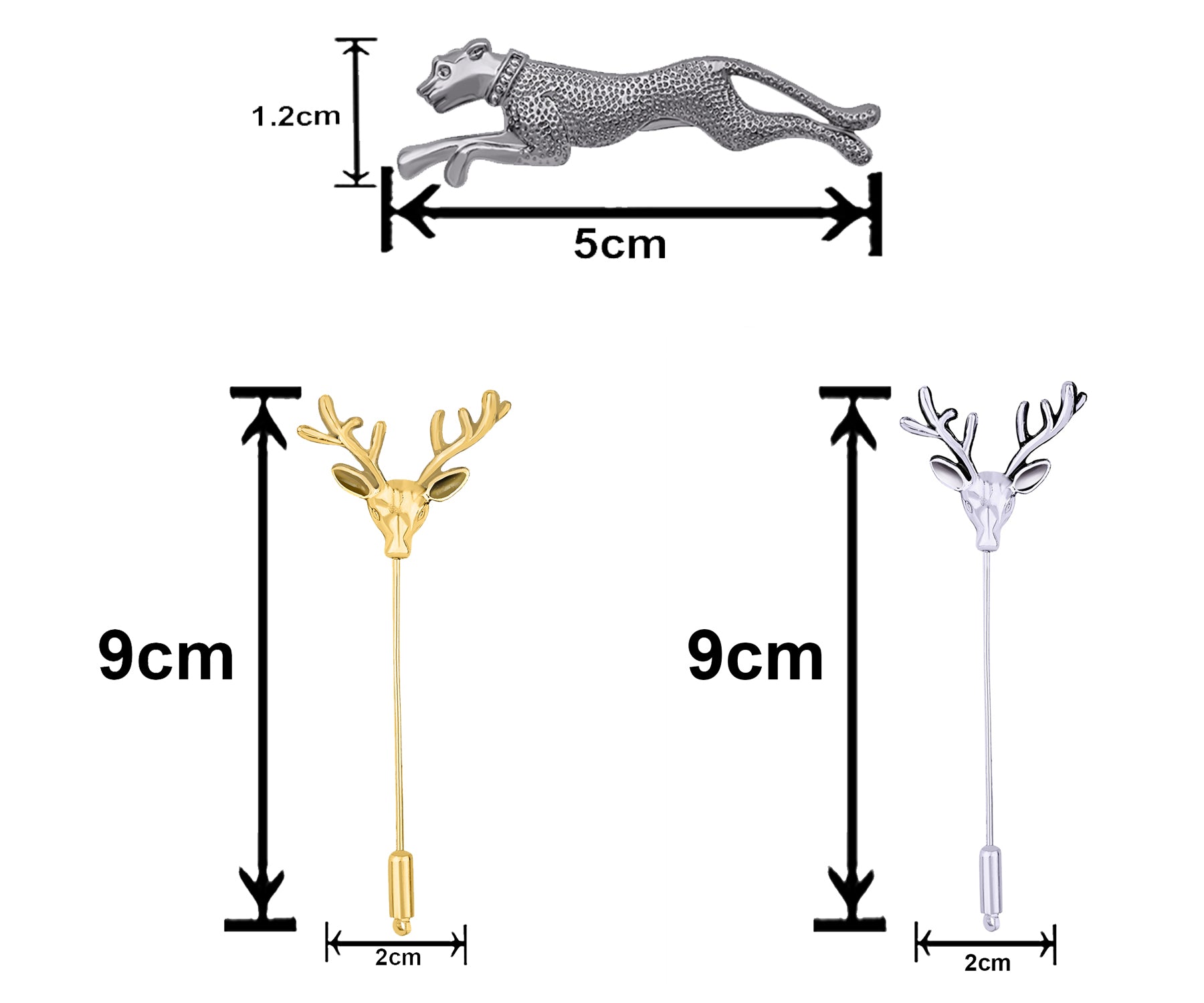 Jaguar and Deer Face Shaped Lapel Pin / Brooch