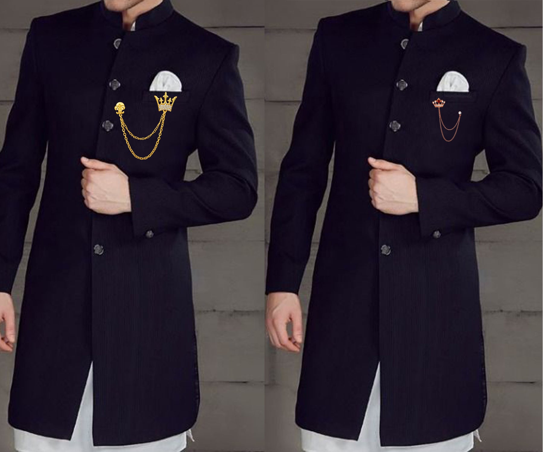 Crown Shaped and Layered Chain Brooch