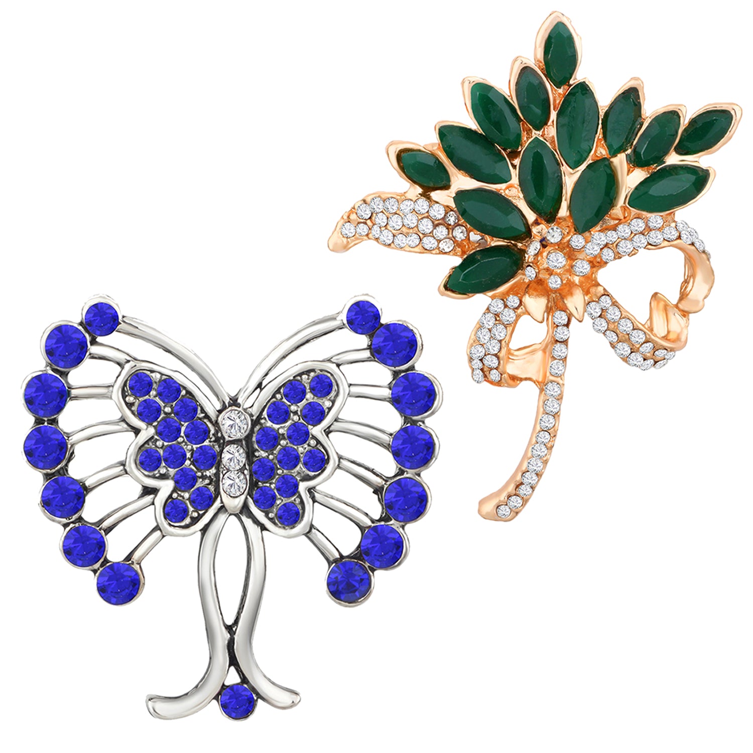 Floral and Butterfly Shaped Lapel Pin / Brooch