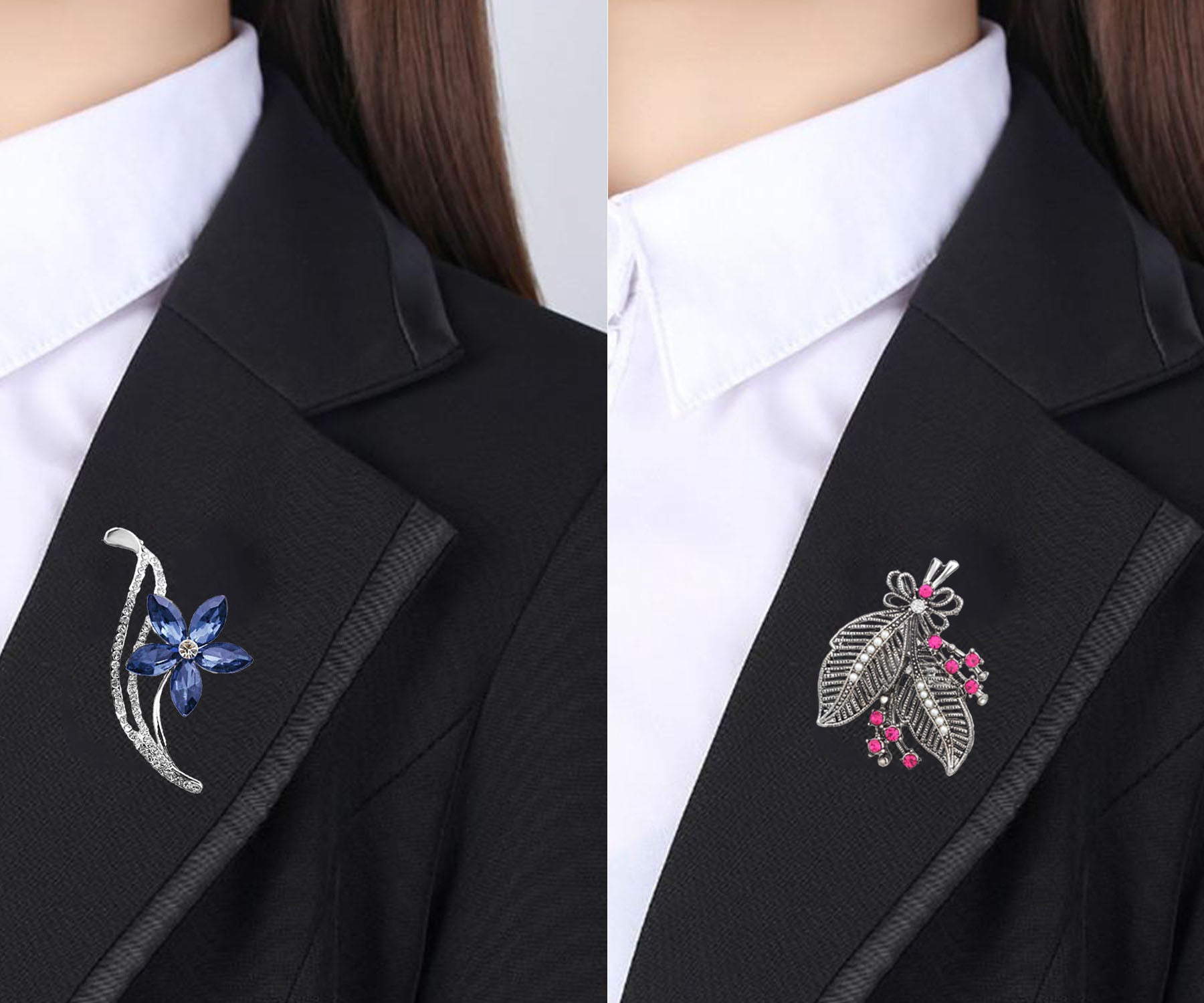 Floral and Leaves Lapel Pin / Brooch