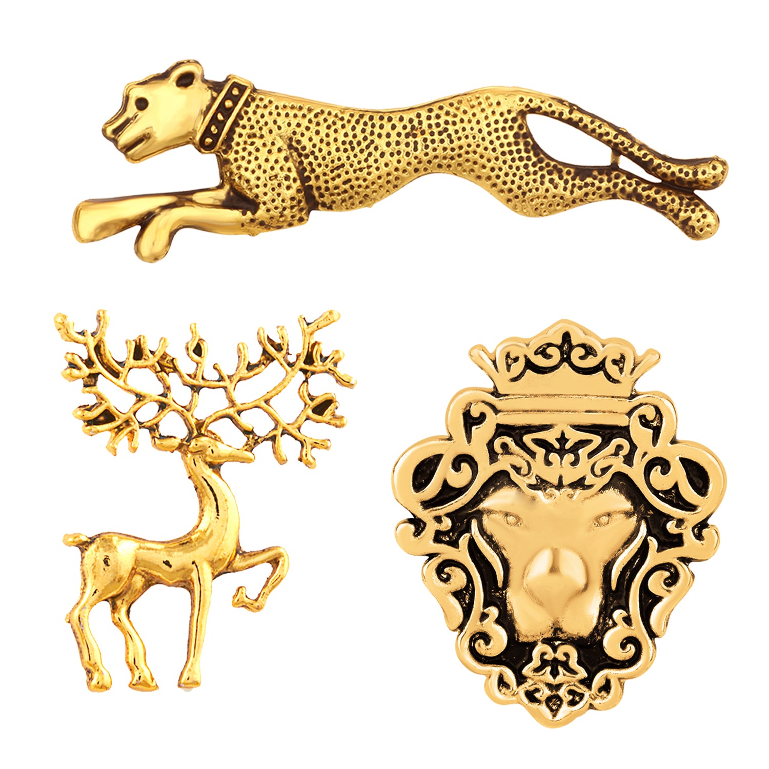Deer, Jaguar and Lion Face Shaped Lapel Pin / Brooch