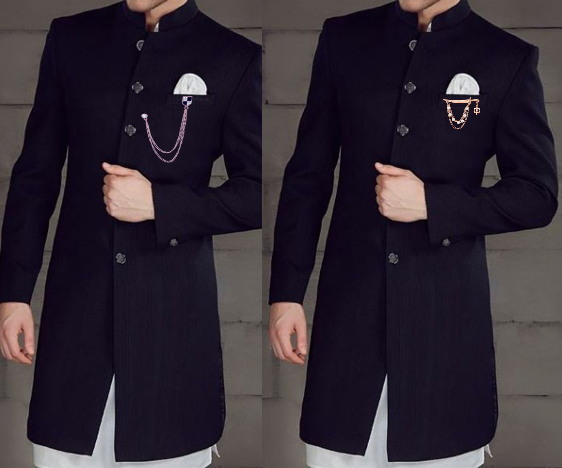 Shield and Sword Shaped Layered Chains Brooch