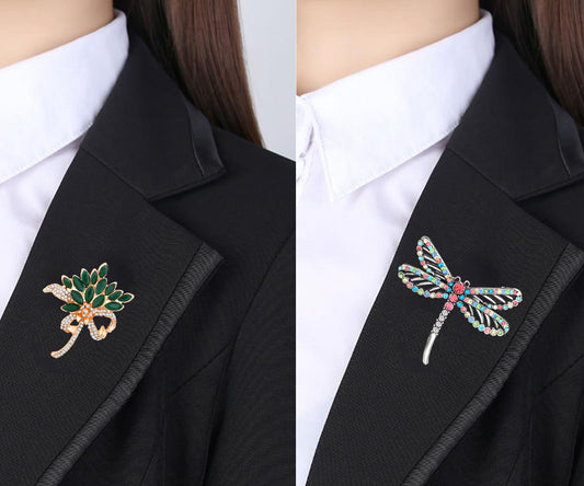 Floral and Butterfly Shaped Lapel Pin / Brooch