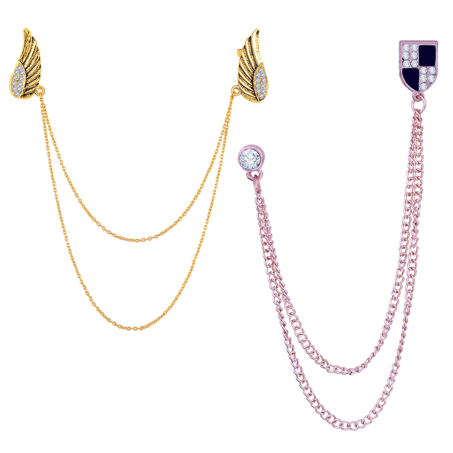 Wings and Shield Shaped Layered Chains Brooch