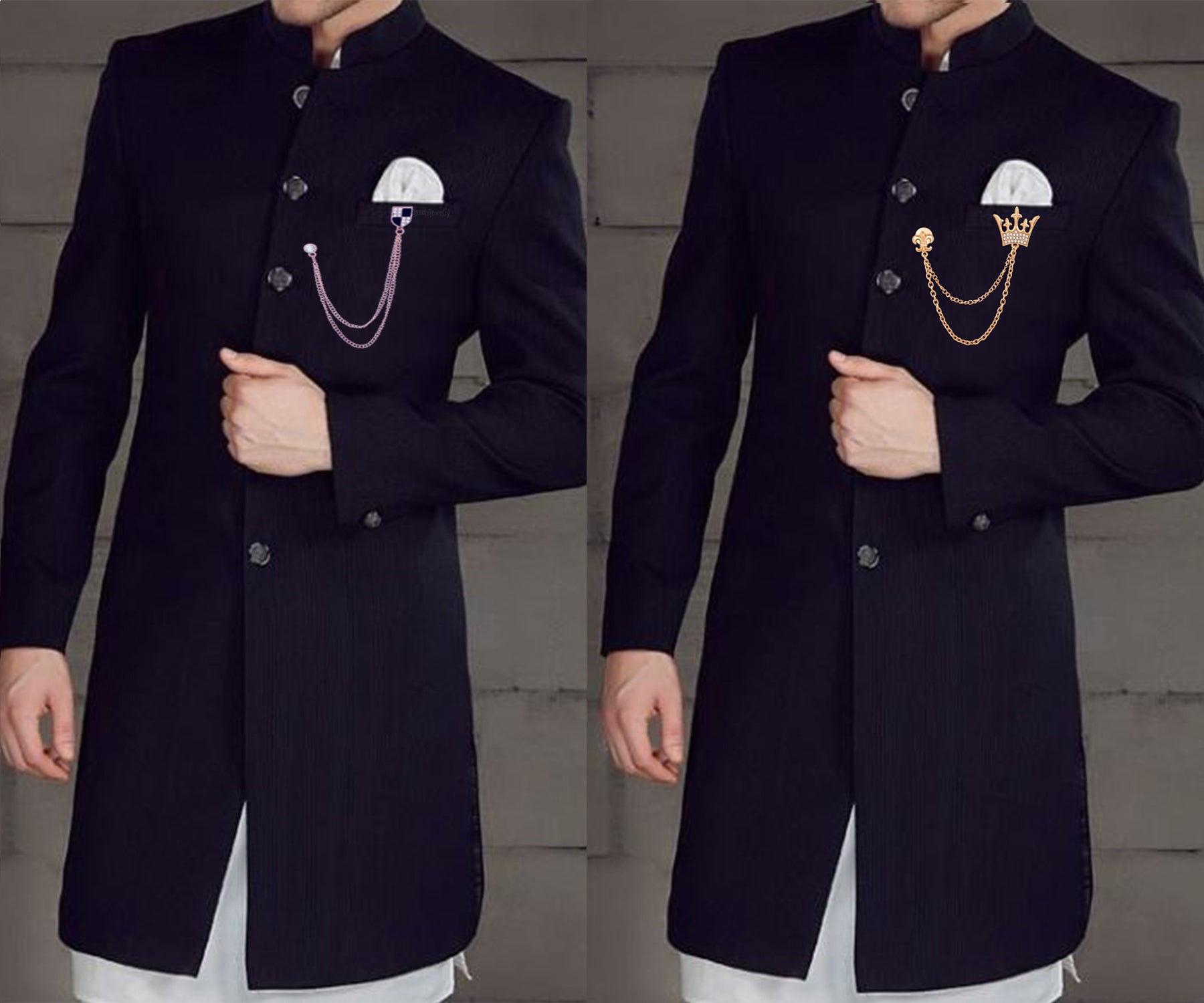 Shield and Crown Shaped Layered Chains Brooch