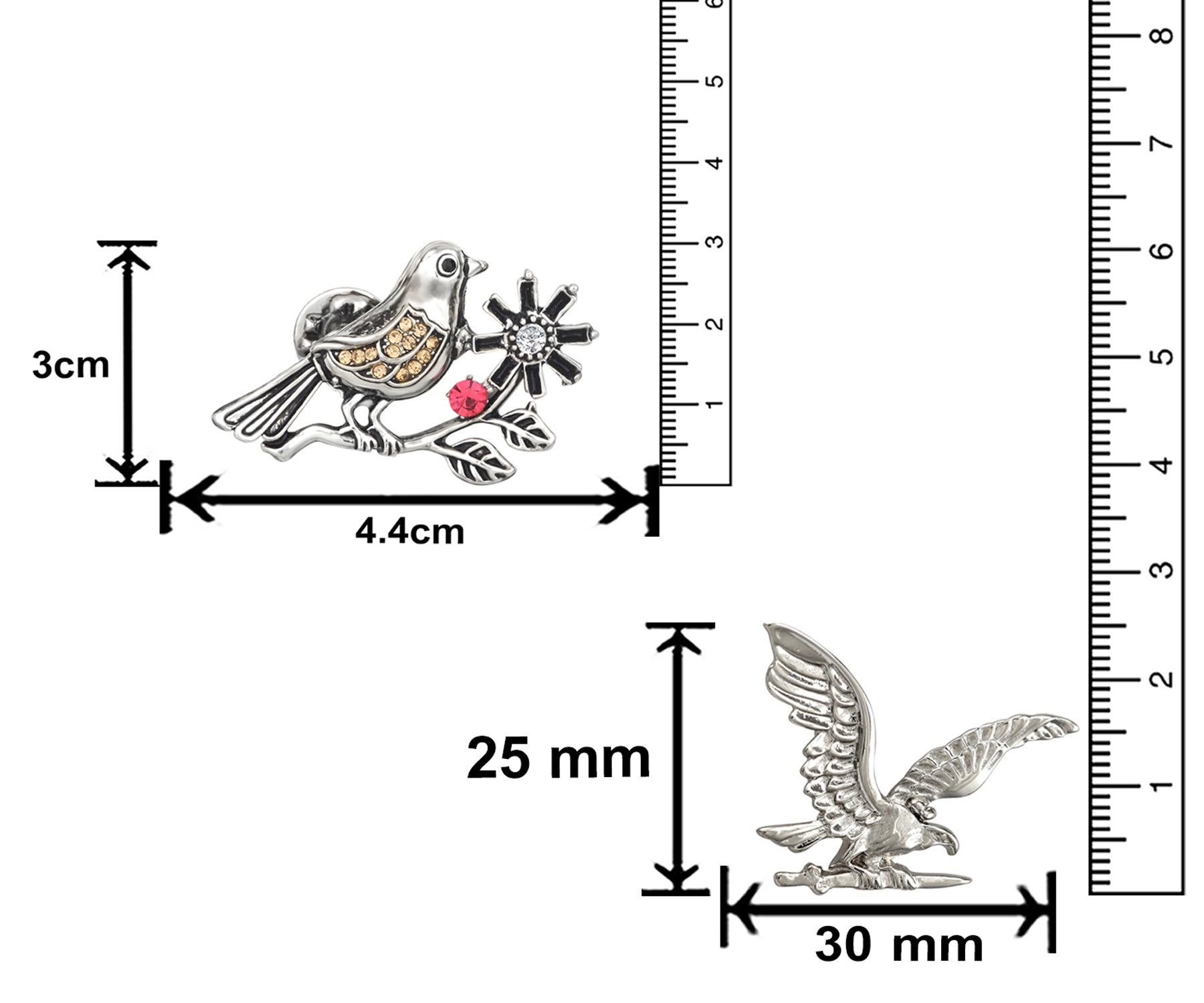 Combo of Sparrow and Flying Eagle Shaped Lapel Pin / Brooch