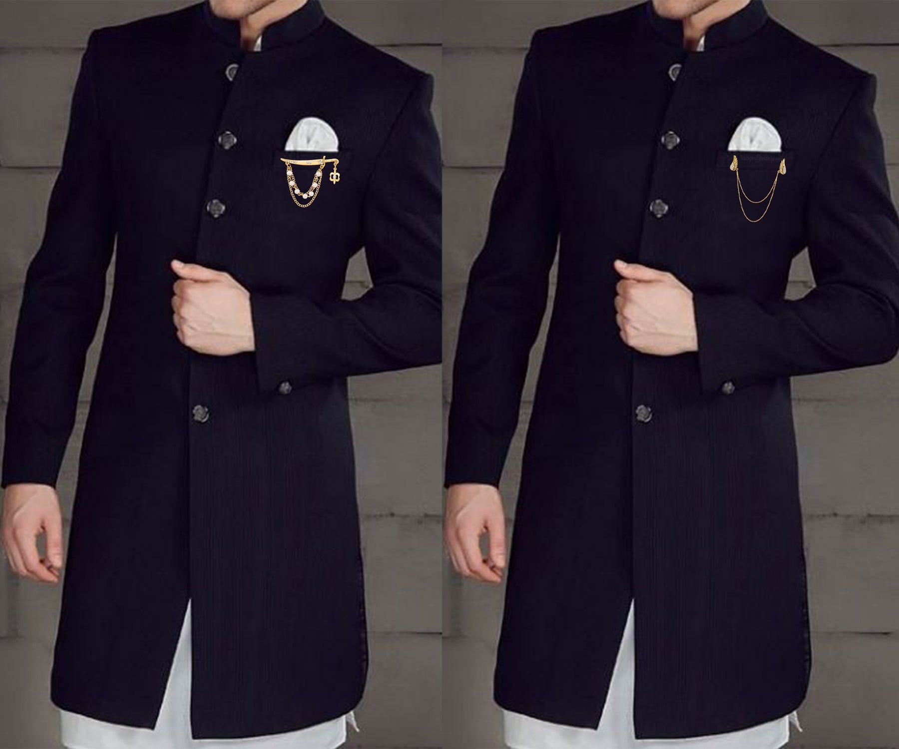 Wings and Sword Shaped Layered Chains Brooch