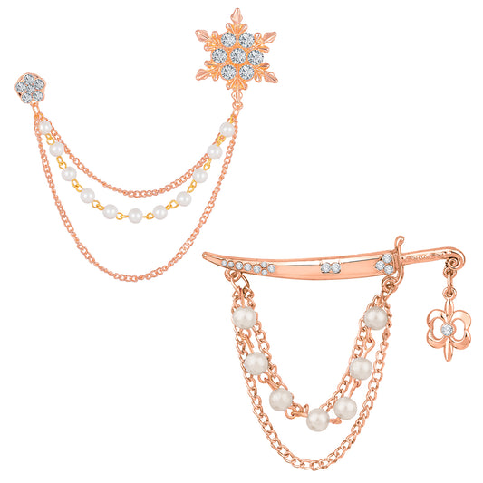 Sword and Snow Flake Shaped Layered Chains Brooch