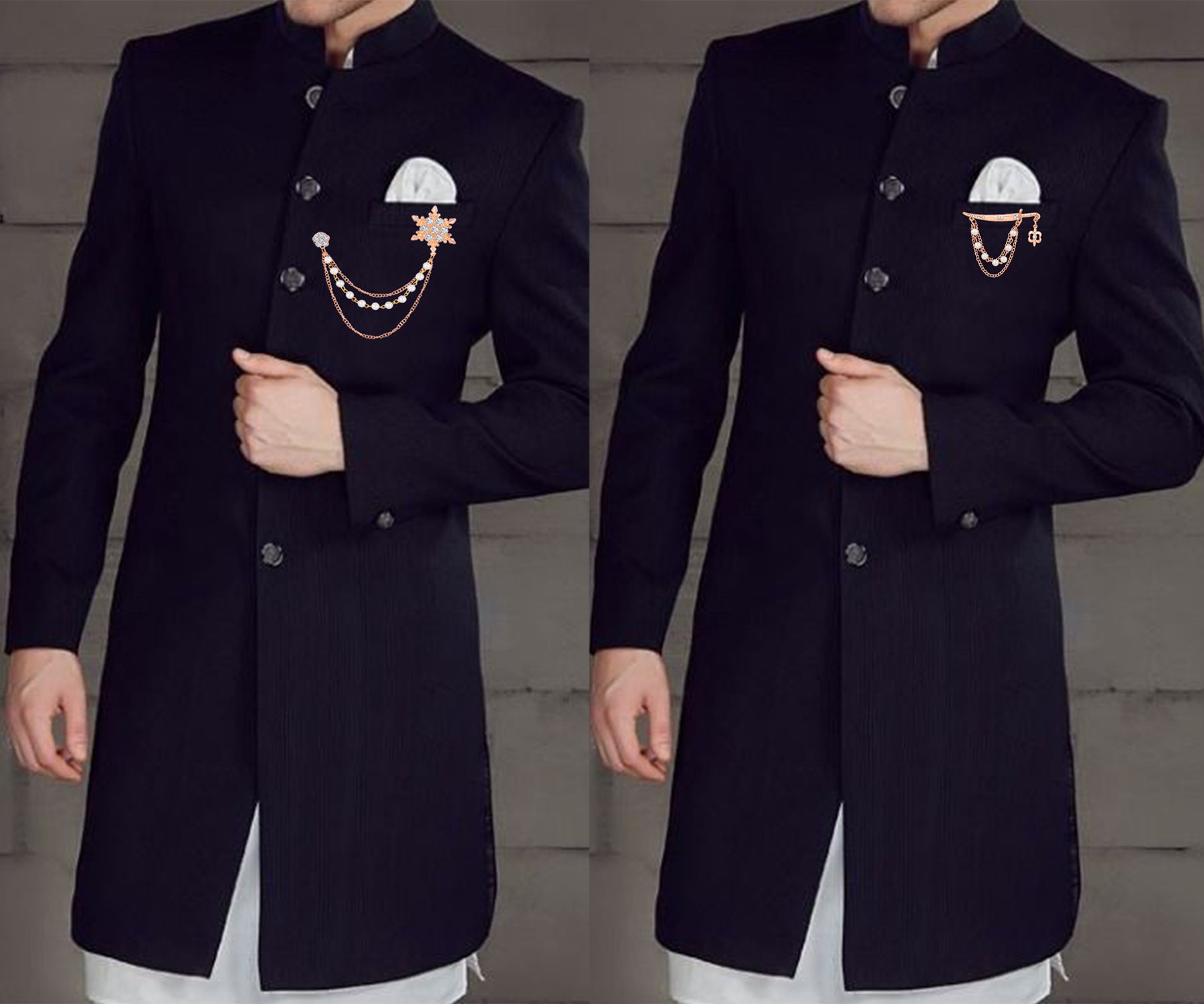 Sword and Snow Flake Shaped Layered Chains Brooch