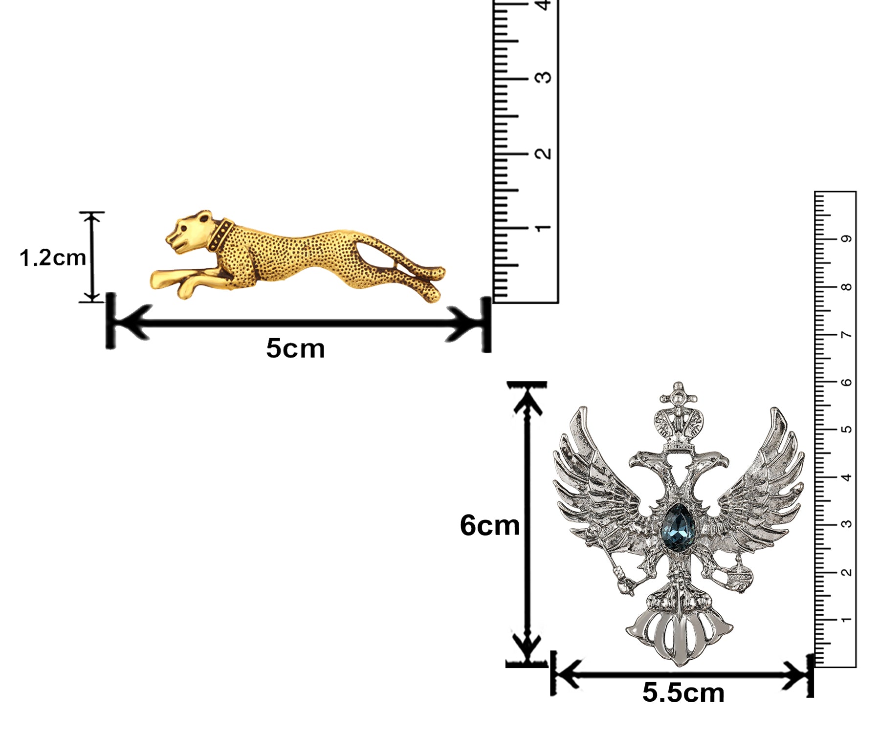 Jaguar and Dual Head Eagle Shaped Lapel Pin / Brooch