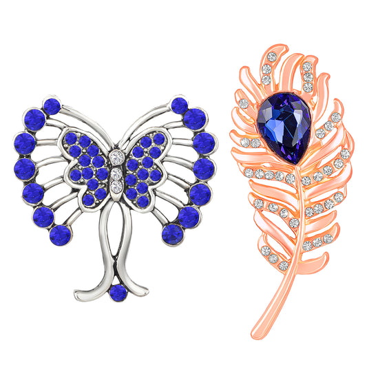 Peacock Feather and Butterfly Shaped Lapel Pin / Brooch