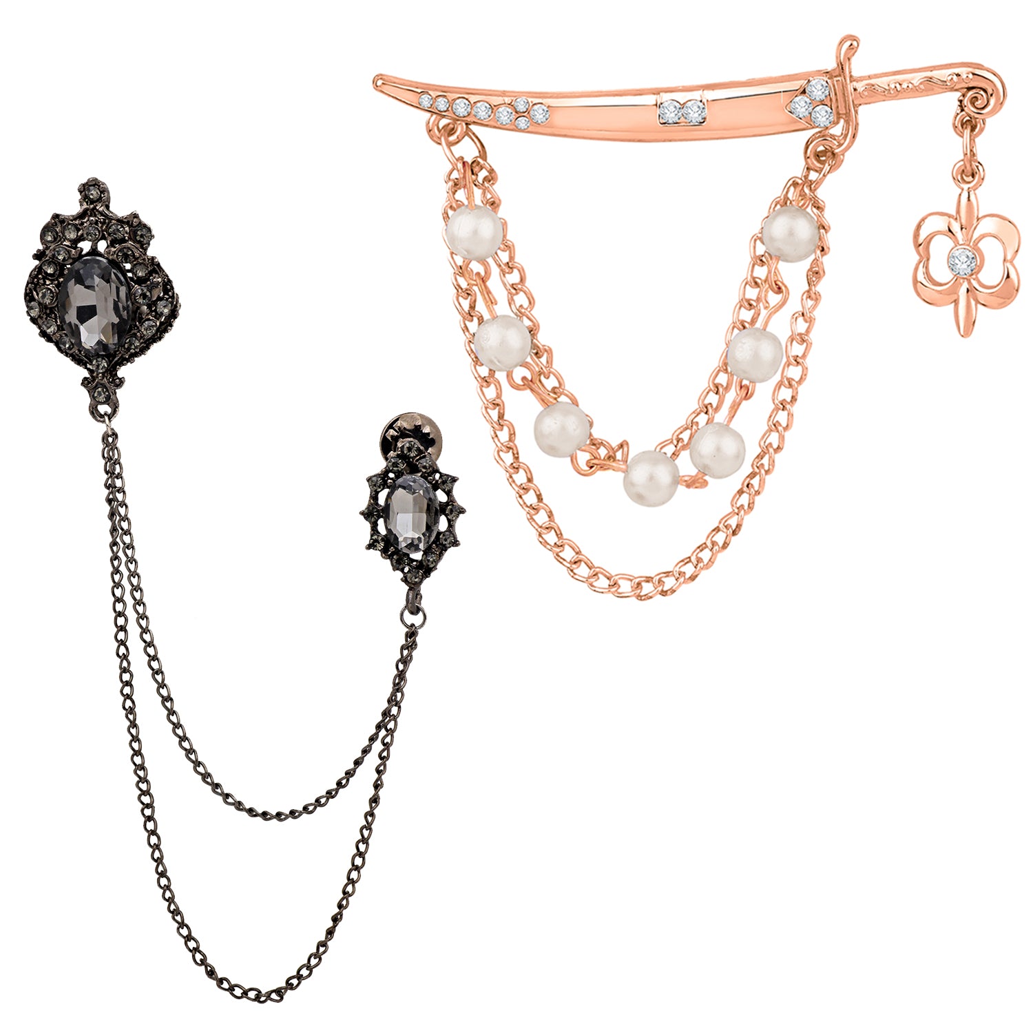 Sword and Layered Chain Brooch