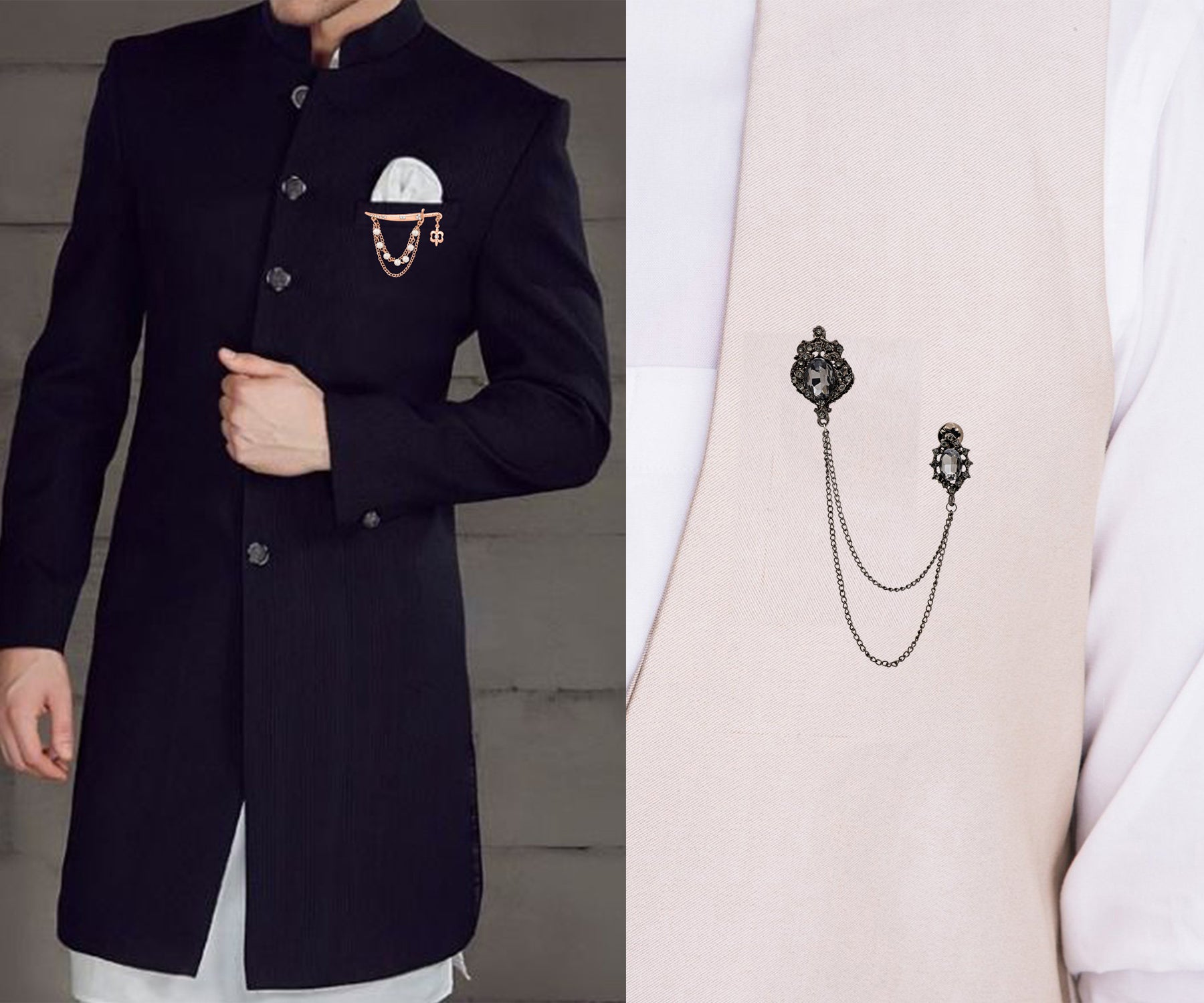 Sword and Layered Chain Brooch