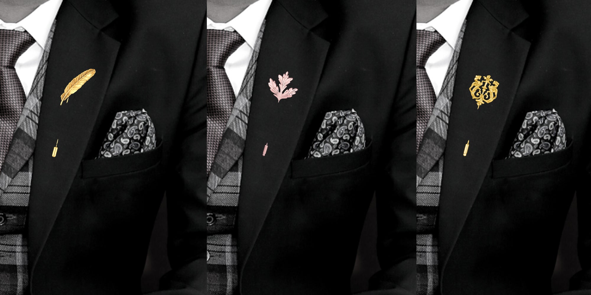 Leaf, Mapel Leaf and Royal Lion Shaped Lapel Pin / Brooch