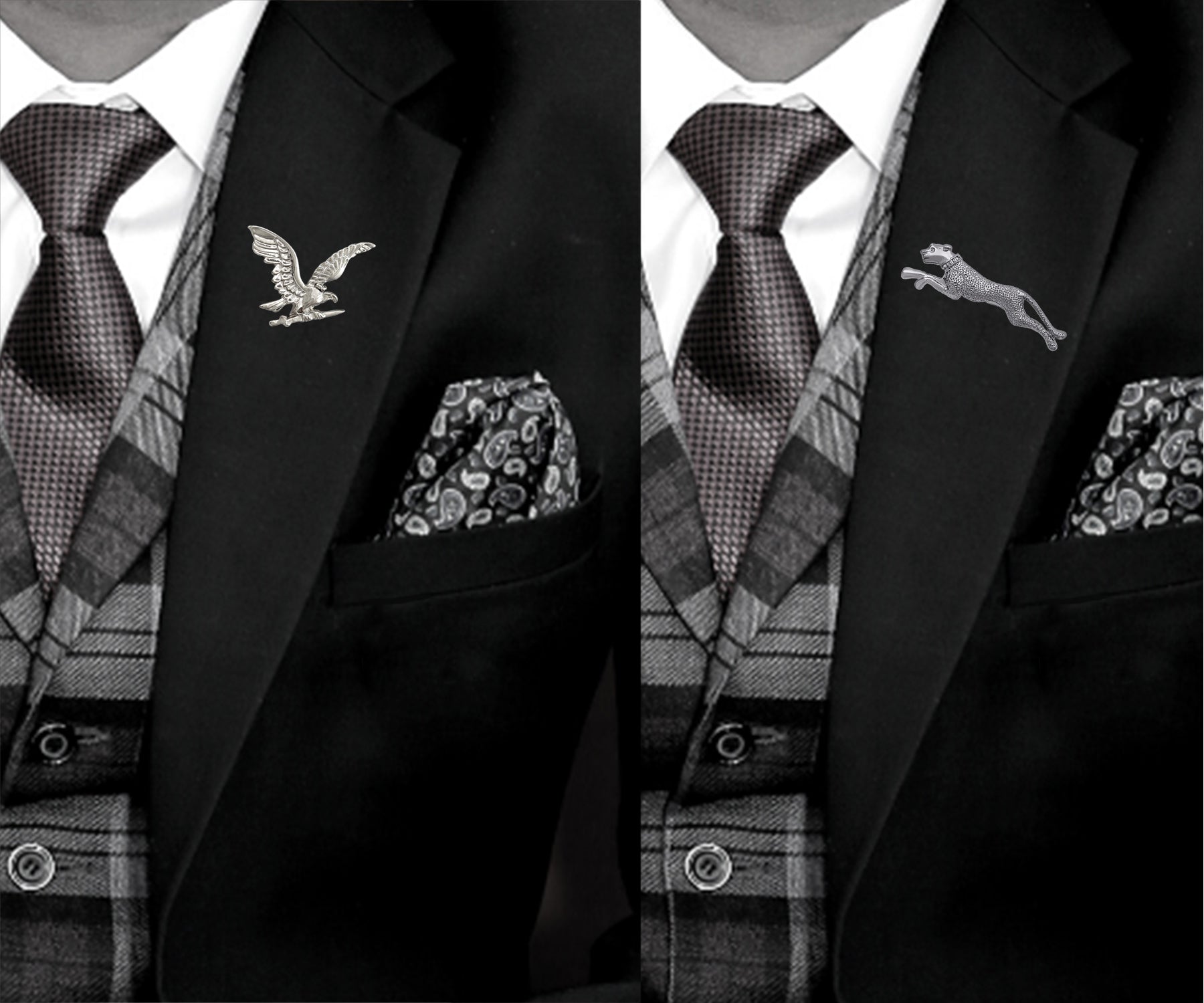 Jaugar and Flying Eagle Shaped Lapel Pin / Brooch