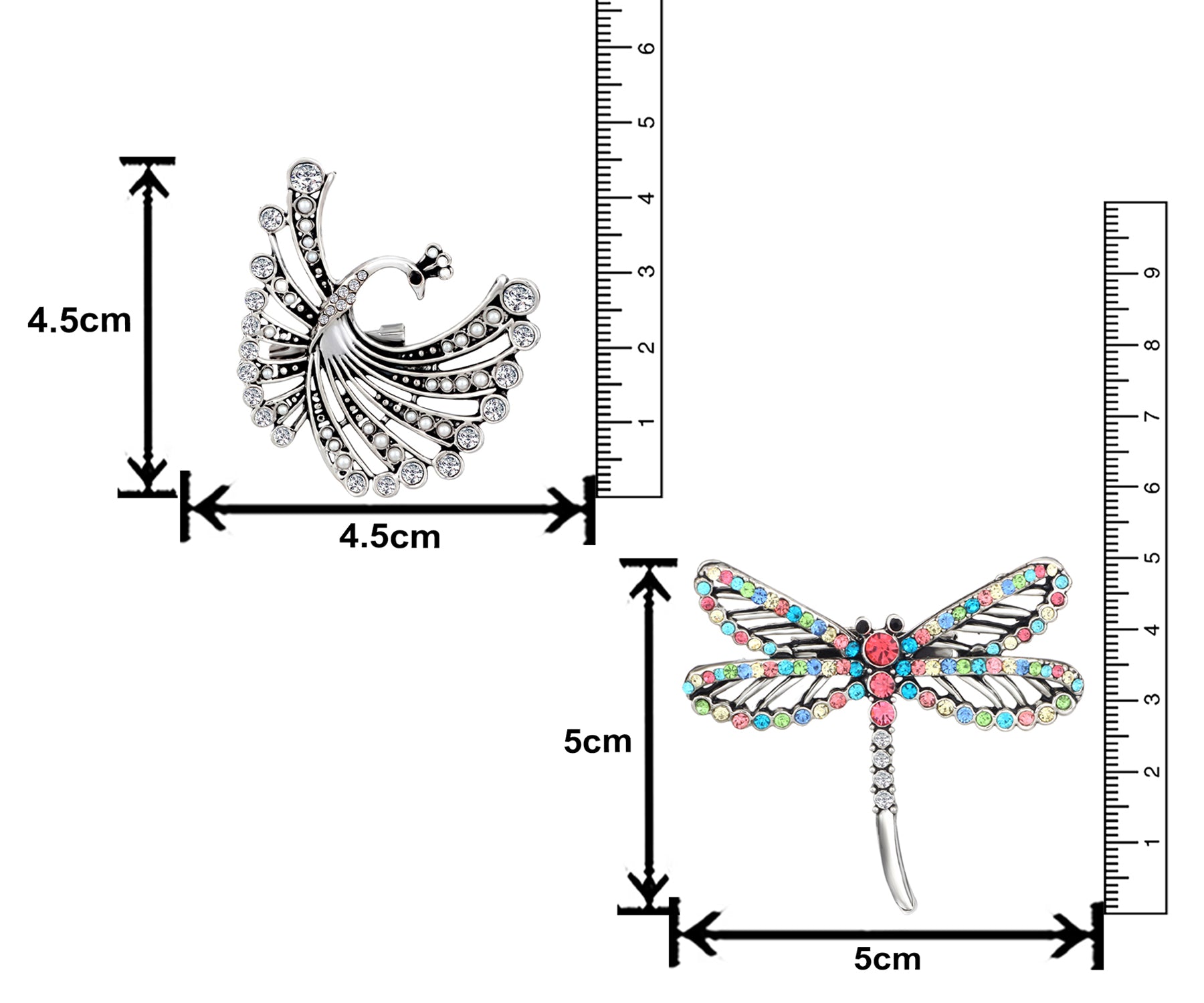 Butterfly and Flying Peacock Shaped Brooch / Lapel Pin