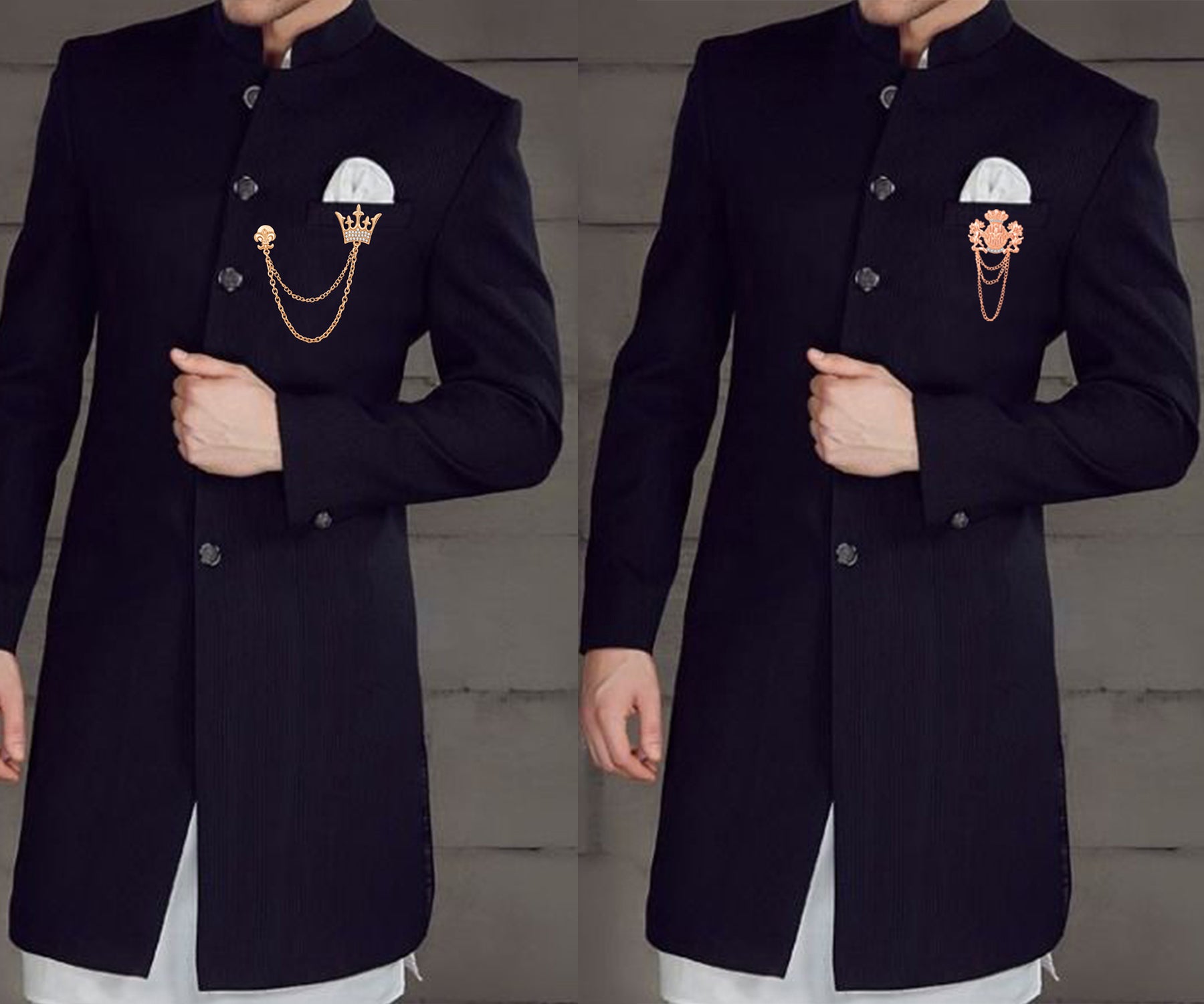 Crown and Unicorn Shaped Layered Chains Brooch