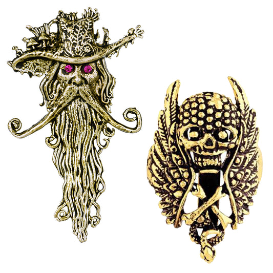 Wizard and Skull & Bones Brooch / Lapel Pin