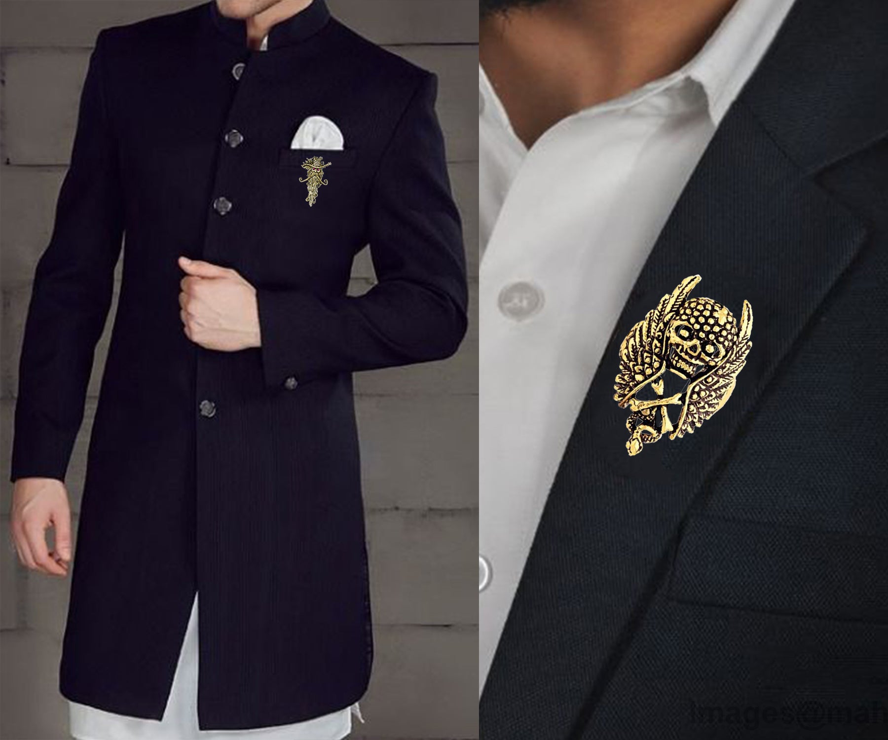 Wizard and Skull & Bones Brooch / Lapel Pin