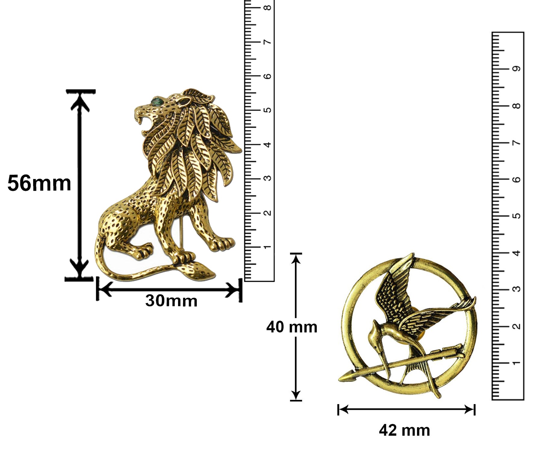 Lion and Woodpicker Shaped Brooch / Lapel Pin