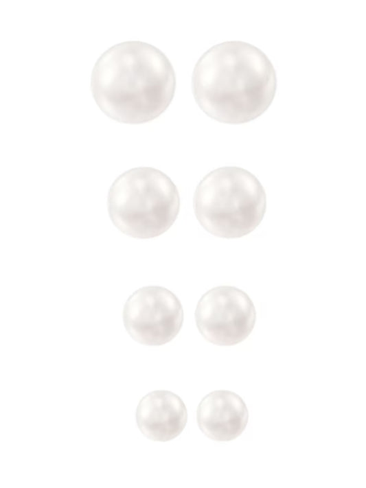 Classic Artifical Pearl White Ear Studs Combo