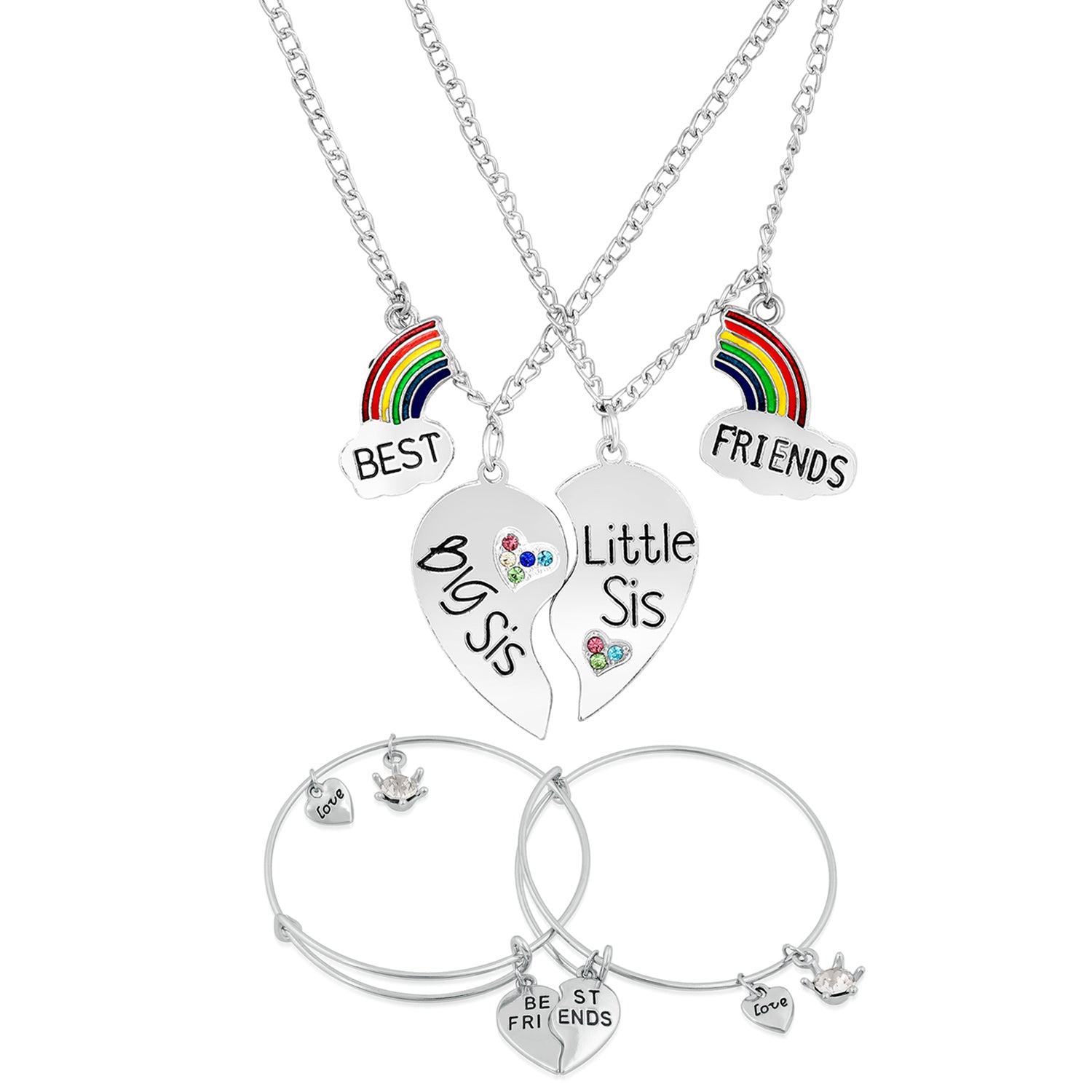 Combo of Best Friends Bracelet, Big Sis and Small Sis Best Friends Pendants