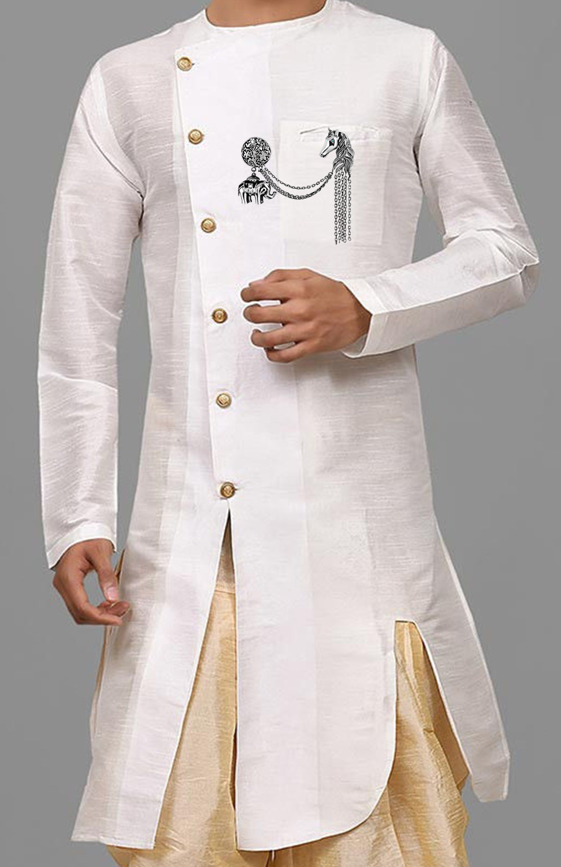 Combo of Blazer, Indo Western and Shervani Brooch