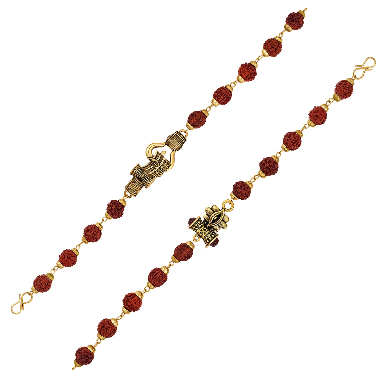 Combo of Lord Shiva Tripundra Tialk, Mahal Trishul & Damroo Rudraksha Bracelets