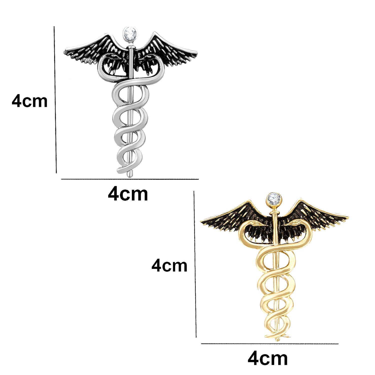 Combo of 2 Caduceus Doctor's Brooch / Lapel Pin