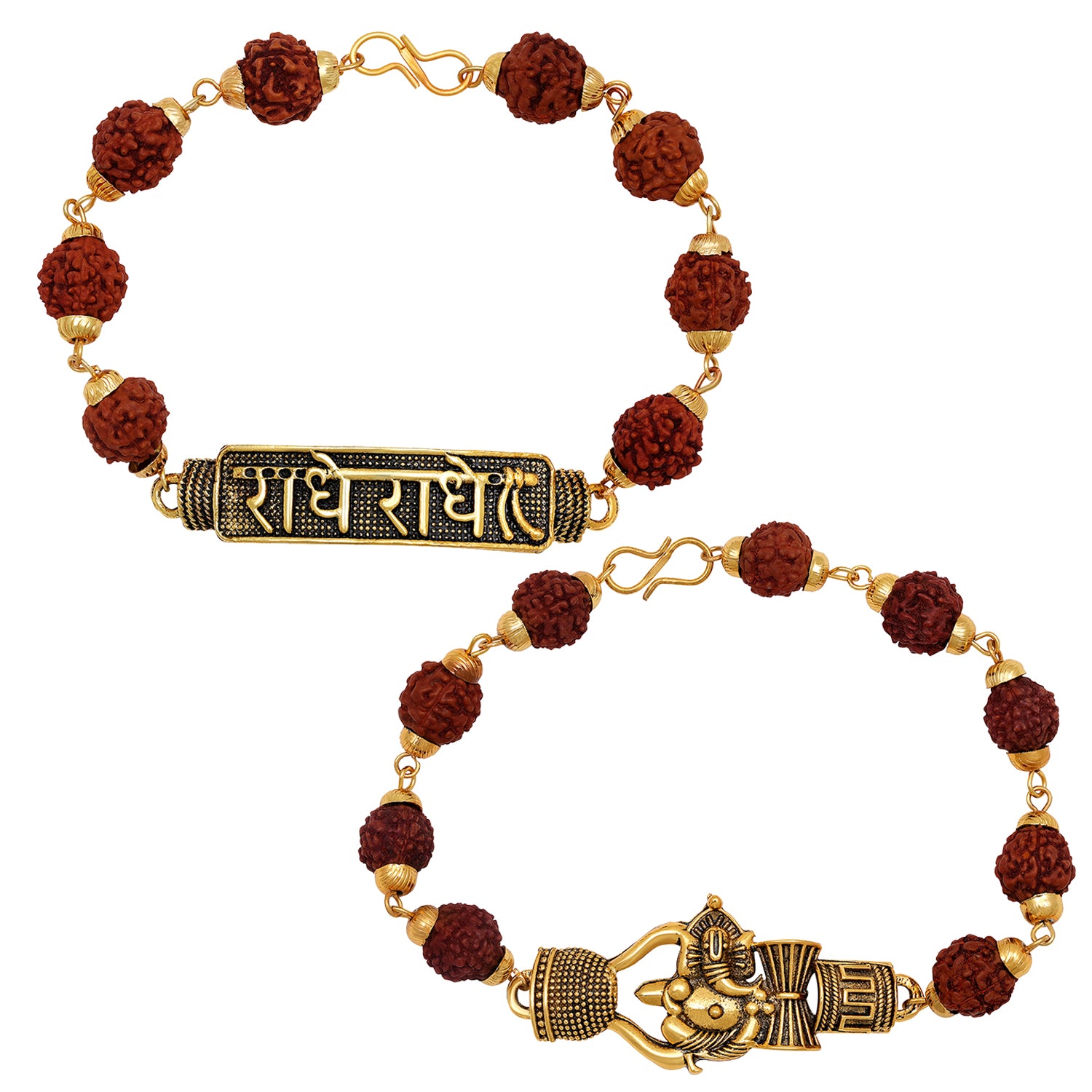Combo of Lord Shiva Tripundra Tialk, Mahal Trishul & Damroo Rudraksha Bracelets