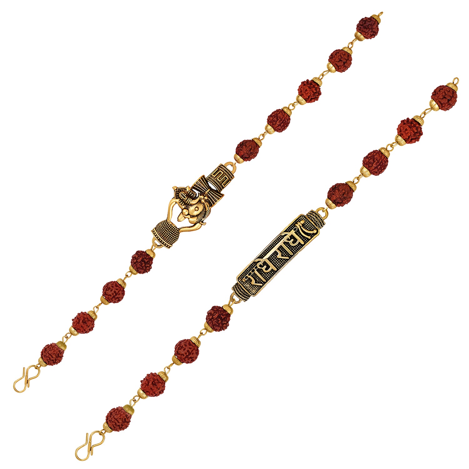 Combo of Lord Shiva Tripundra Tialk, Mahal Trishul & Damroo Rudraksha Bracelets