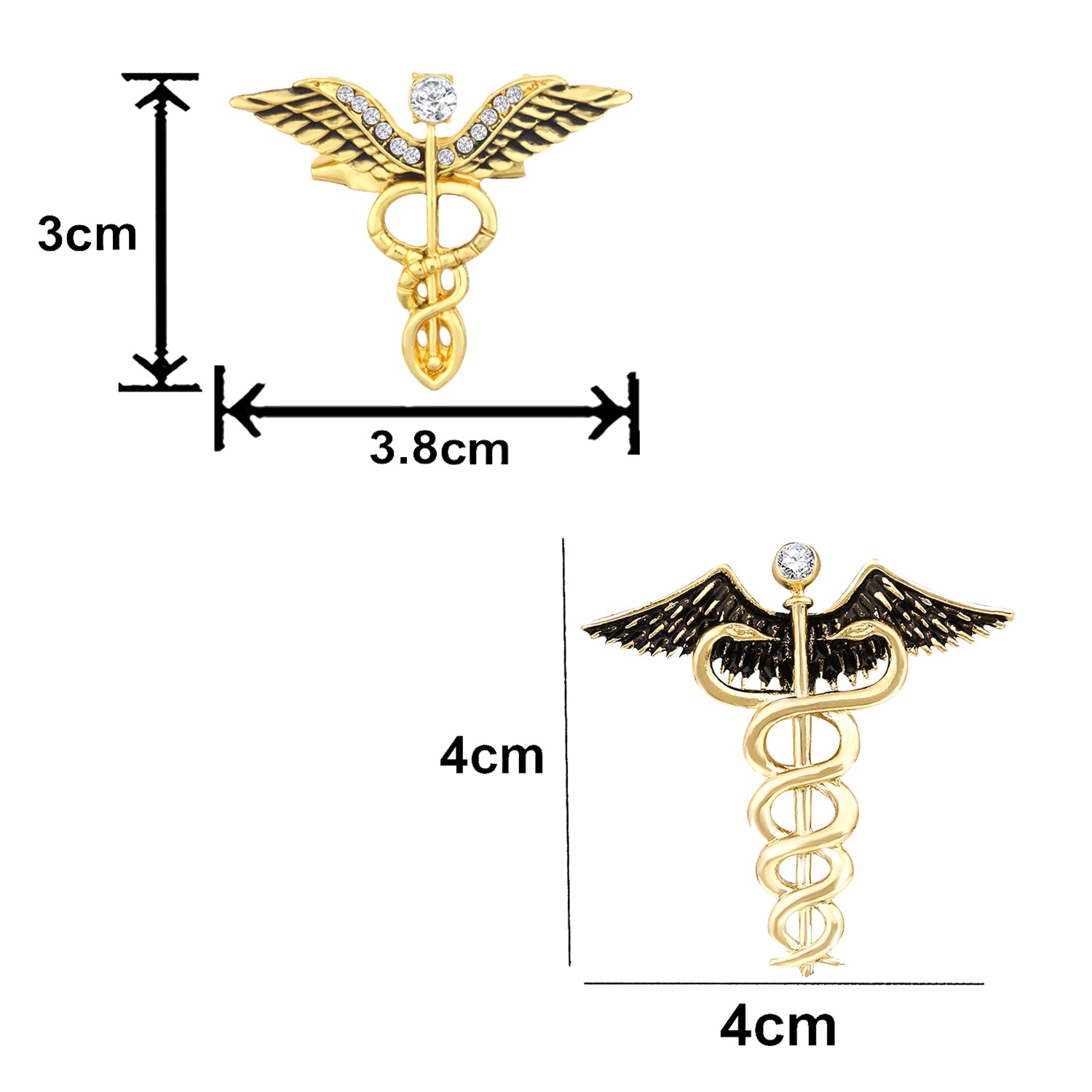 Combo of 2 Caduceus Doctor's Brooch / Lapel Pin