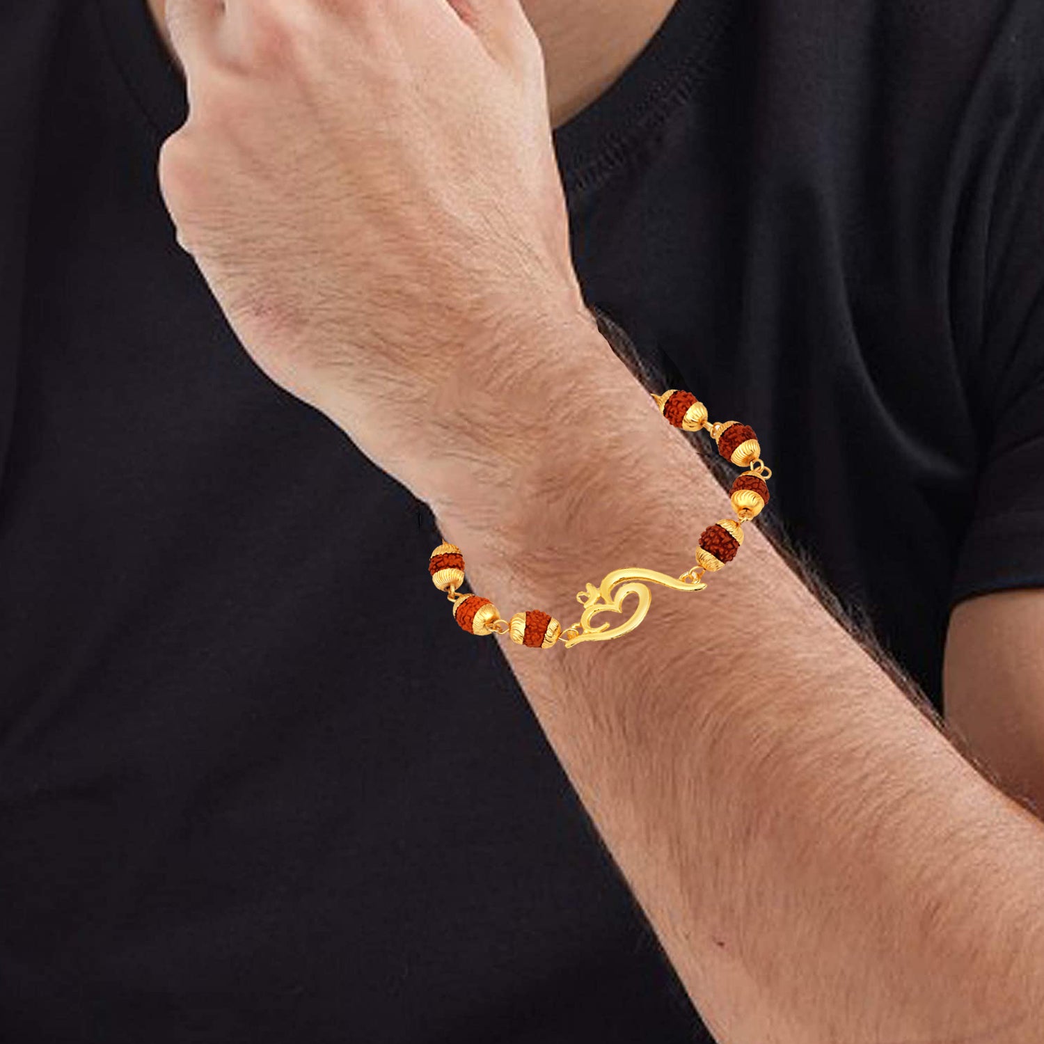 Combo of Trishul Lord Ganpati & Damroo Adjutable Religious Rudraksha Bracelets