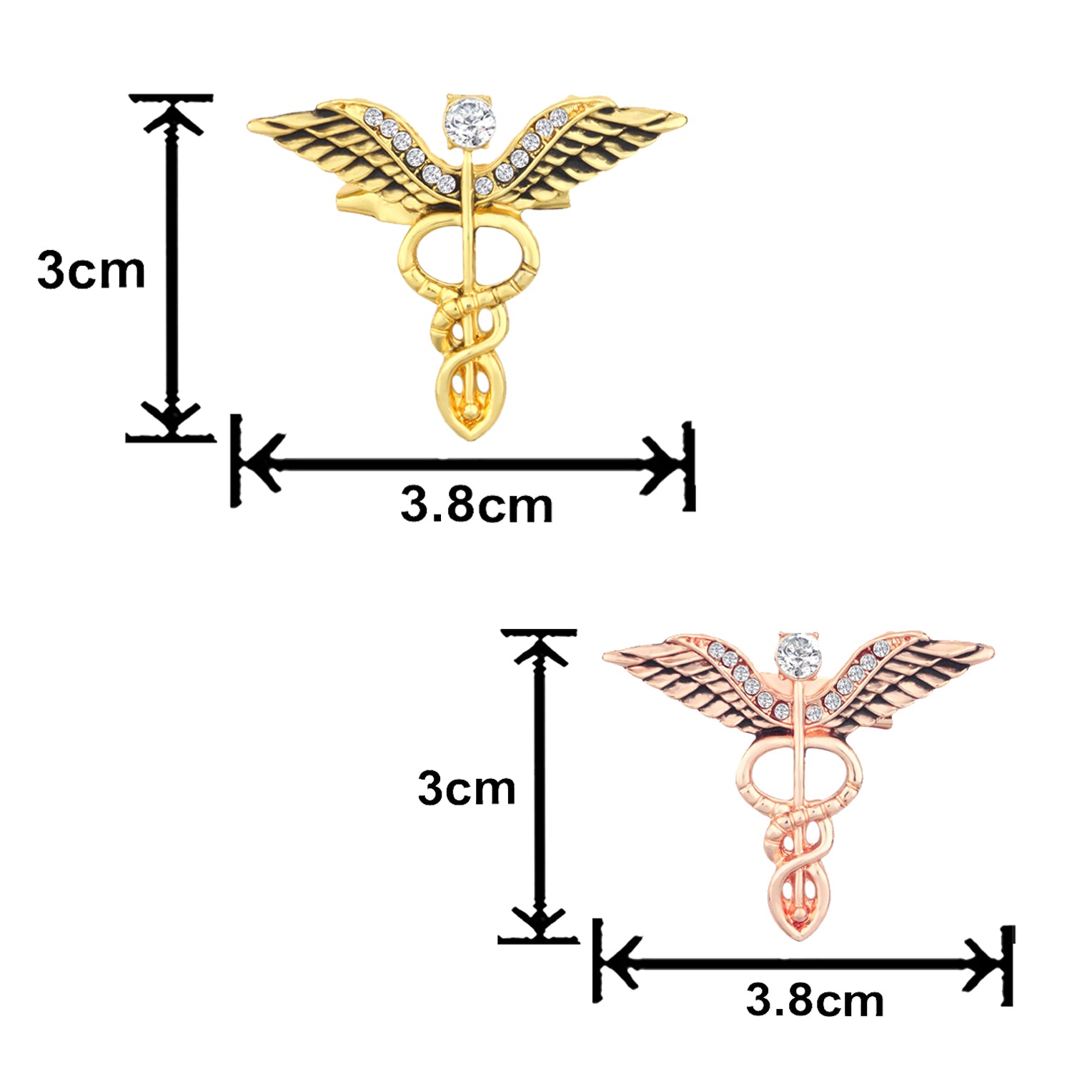 Combo of 2 Caduceus Doctor's Brooch / Lapel Pin
