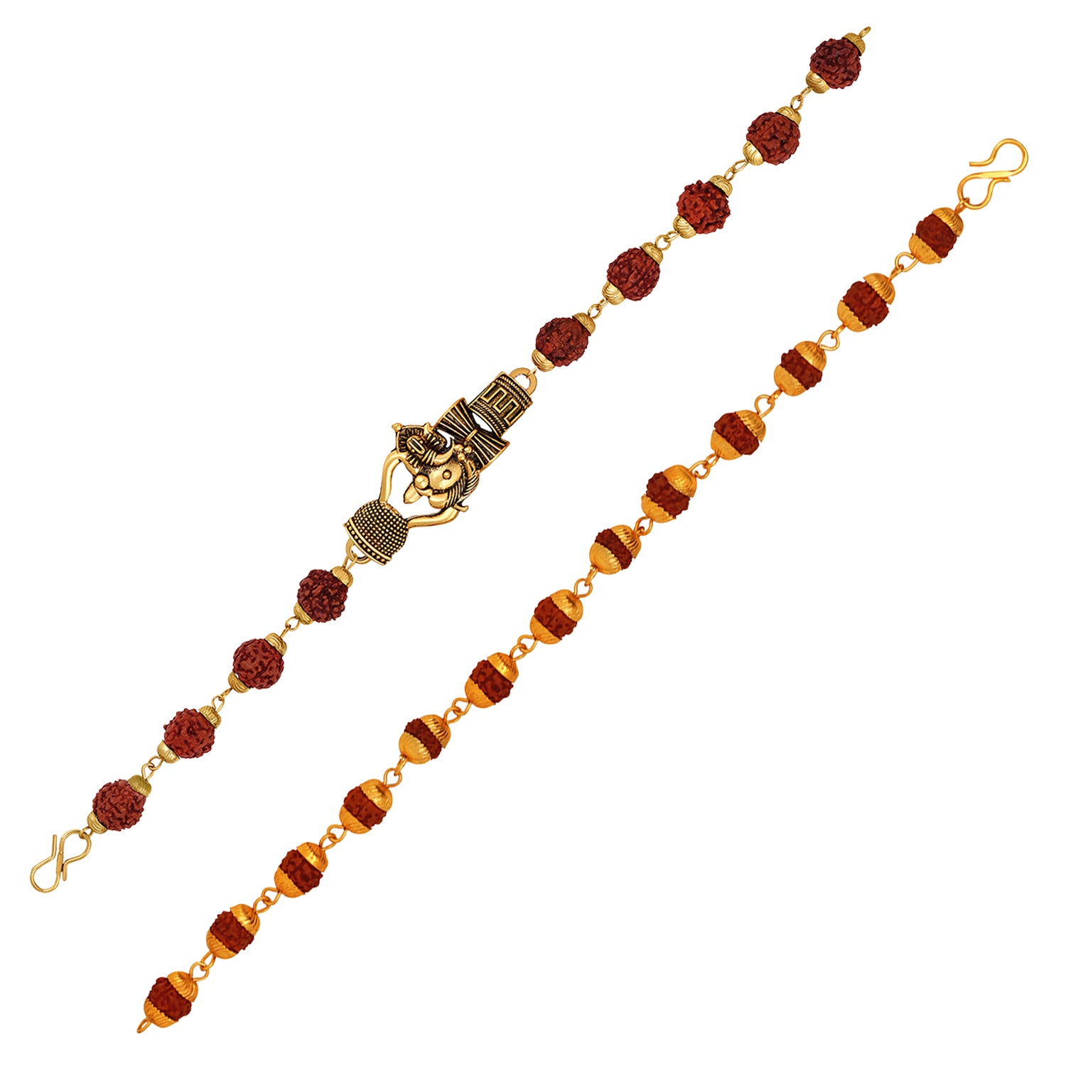 Combo of Trishul Lord Ganpati & Damroo Adjutable Religious Rudraksha Bracelets