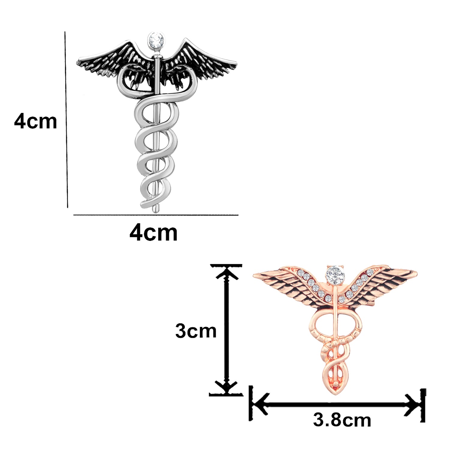 Combo of 2 Caduceus Doctor's Brooch / Lapel Pin