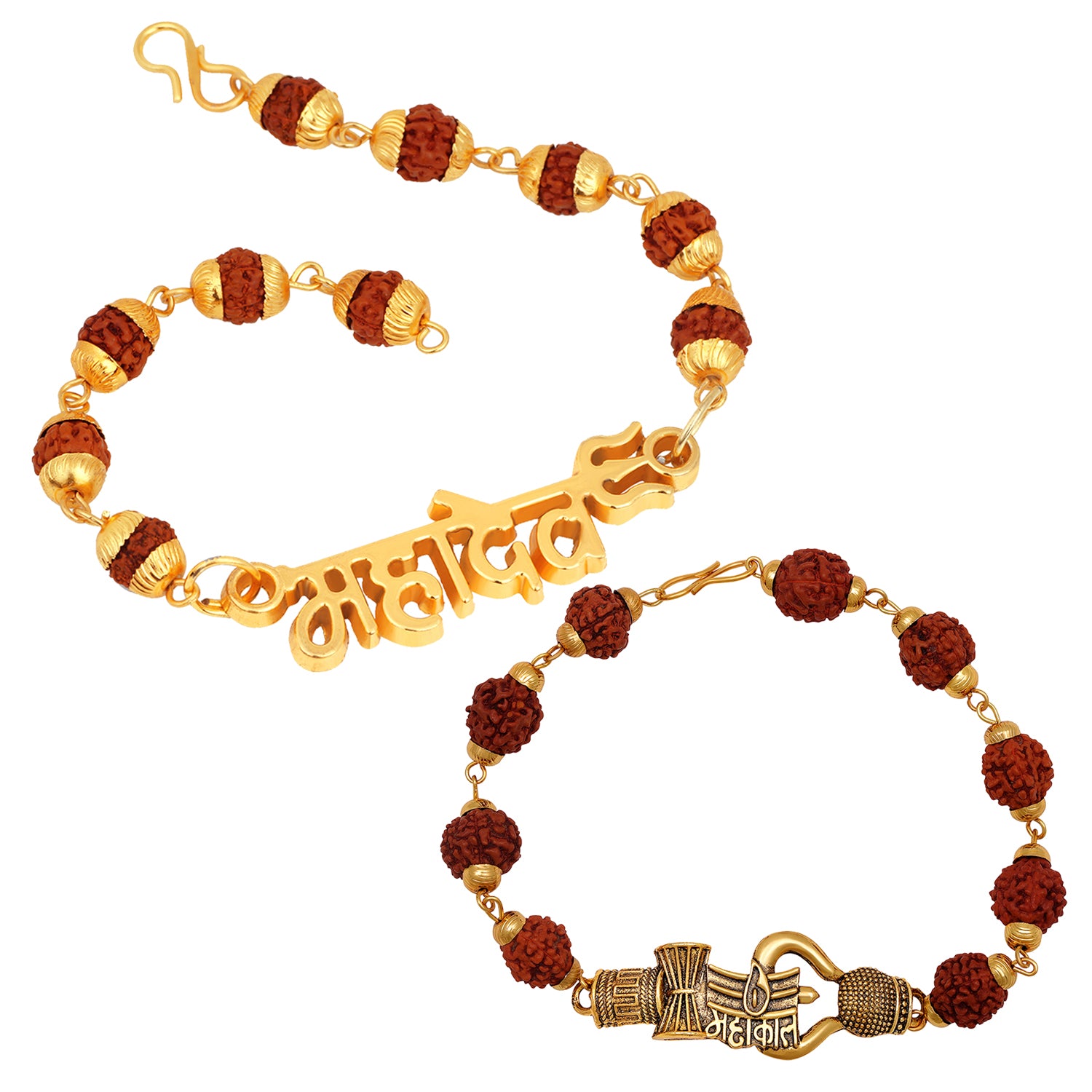 Combo of Trishul Lord Ganpati & Damroo Adjutable Religious Rudraksha Bracelets