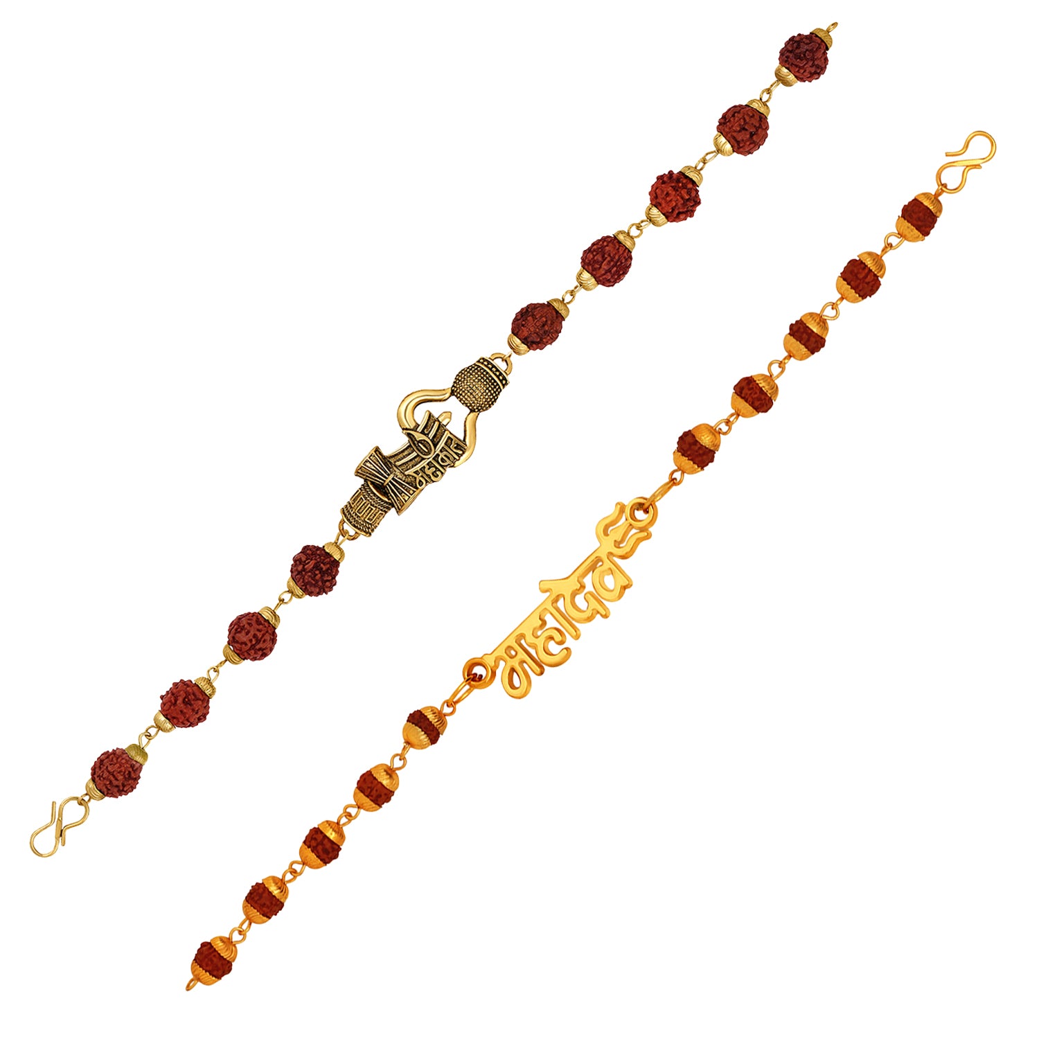 Combo of Trishul Lord Ganpati & Damroo Adjutable Religious Rudraksha Bracelets