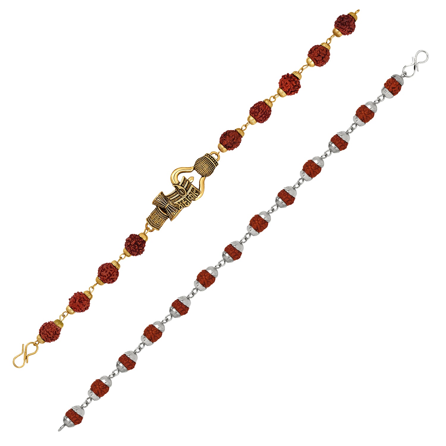 Combo of Trishul Lord Ganpati & Damroo Adjutable Religious Rudraksha Bracelets