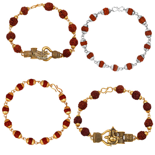Combo of 4 Adjutable Religious Rudraksha Bracelets