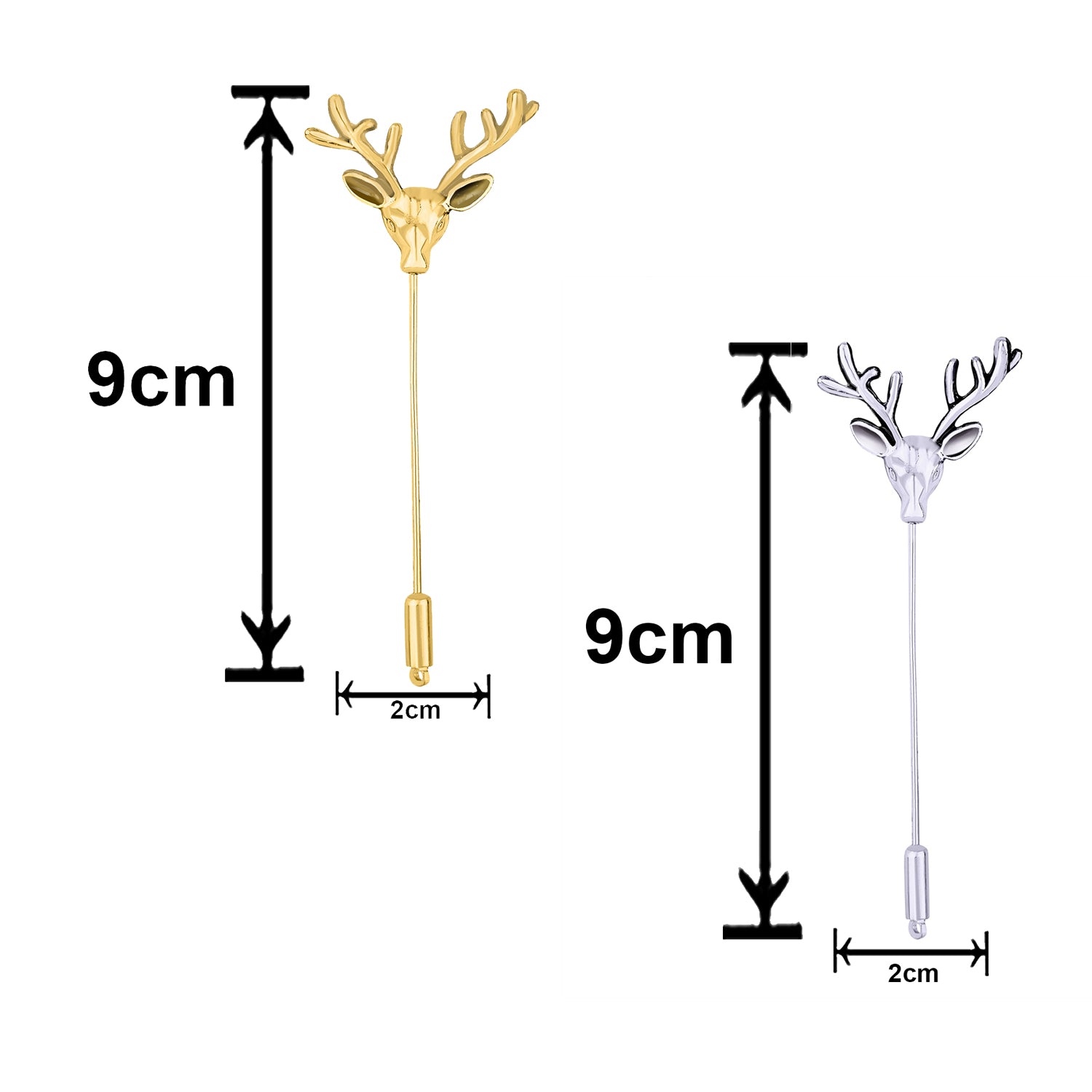 Combo of Golden and Silver Deer Face Shaped Lapel Pin Brooch