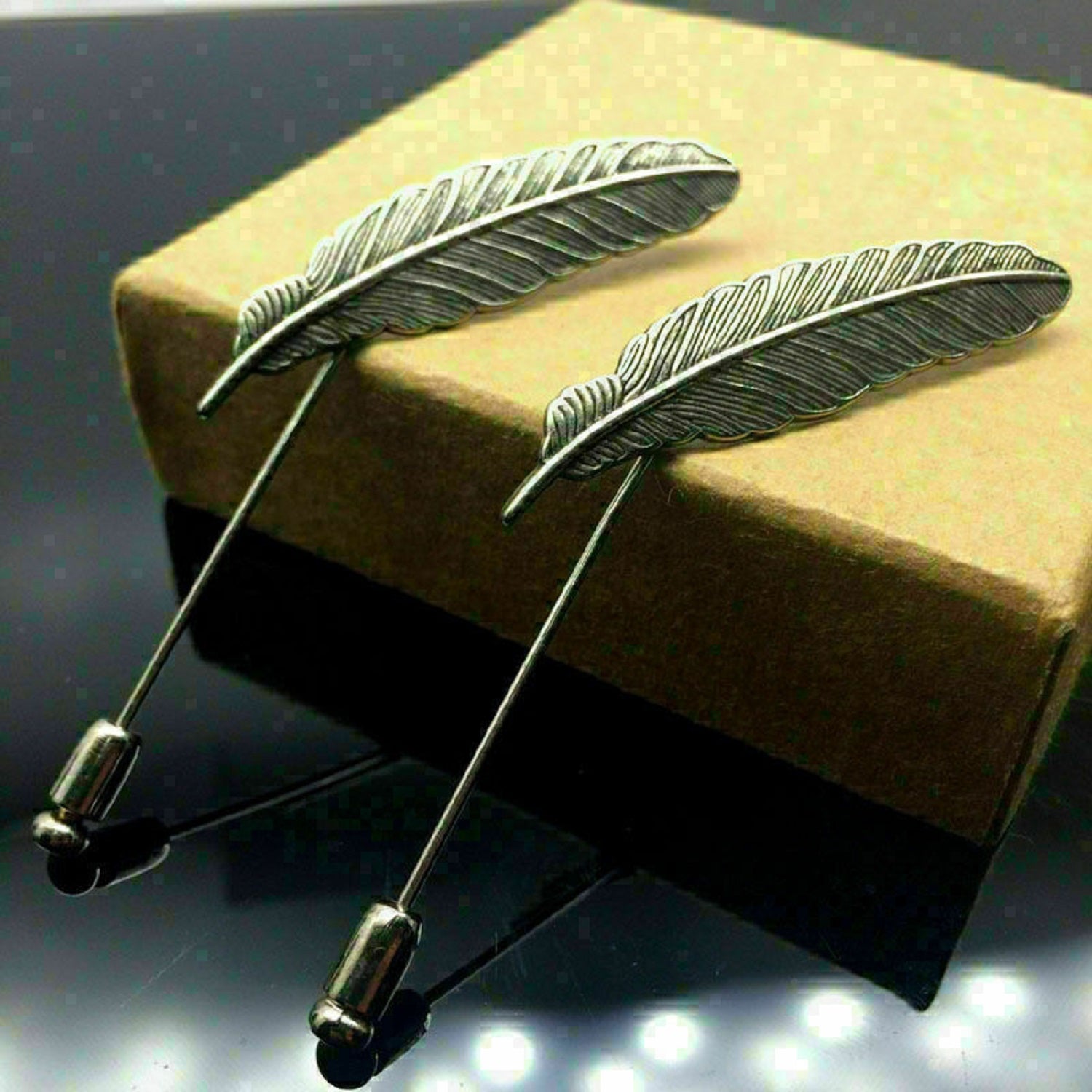 Combo of 2 Gold Color Leafy Lapel Pins / Brooches