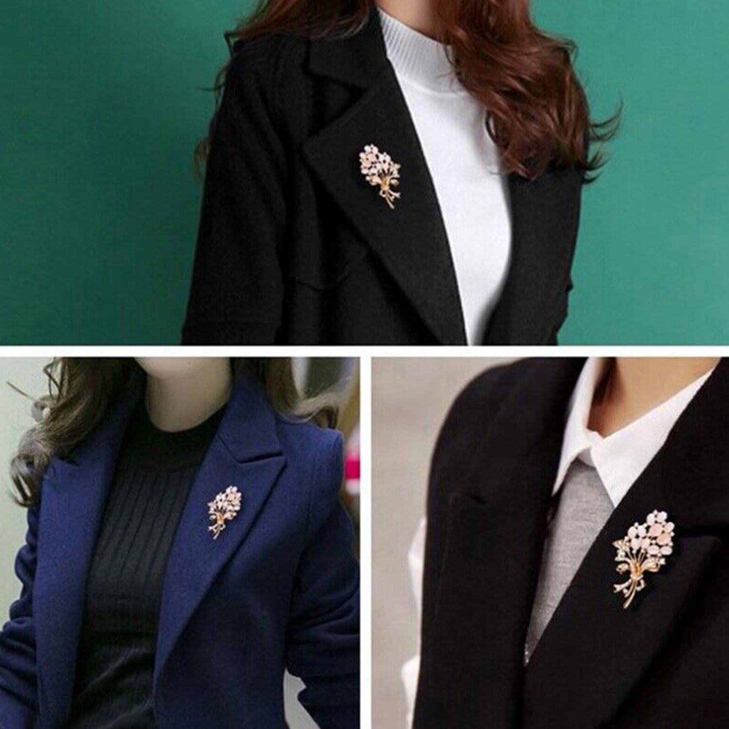 Combo of Aqua Blue and white Crystals Wedding Brooch