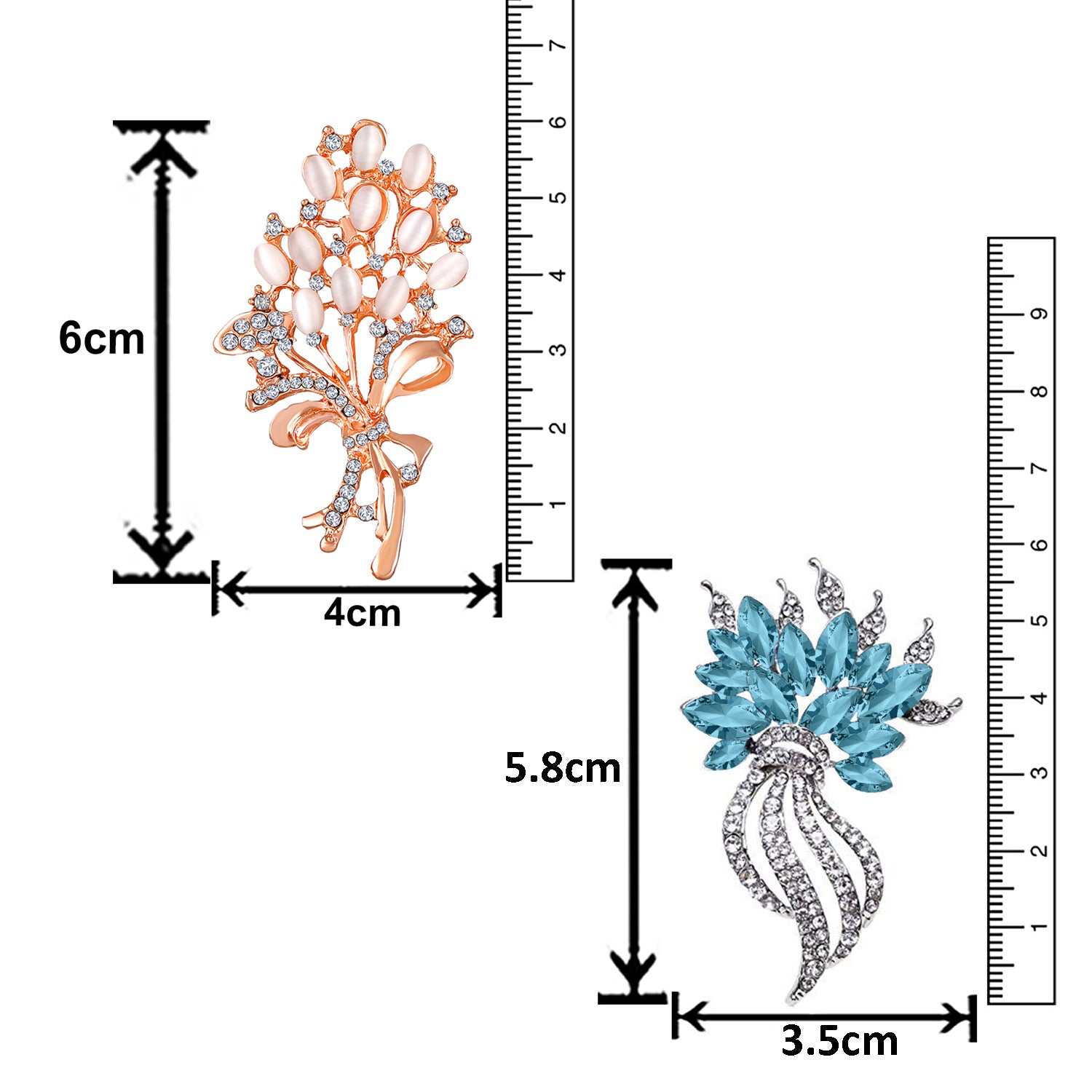 Combo of Aqua Blue and white Crystals Wedding Brooch