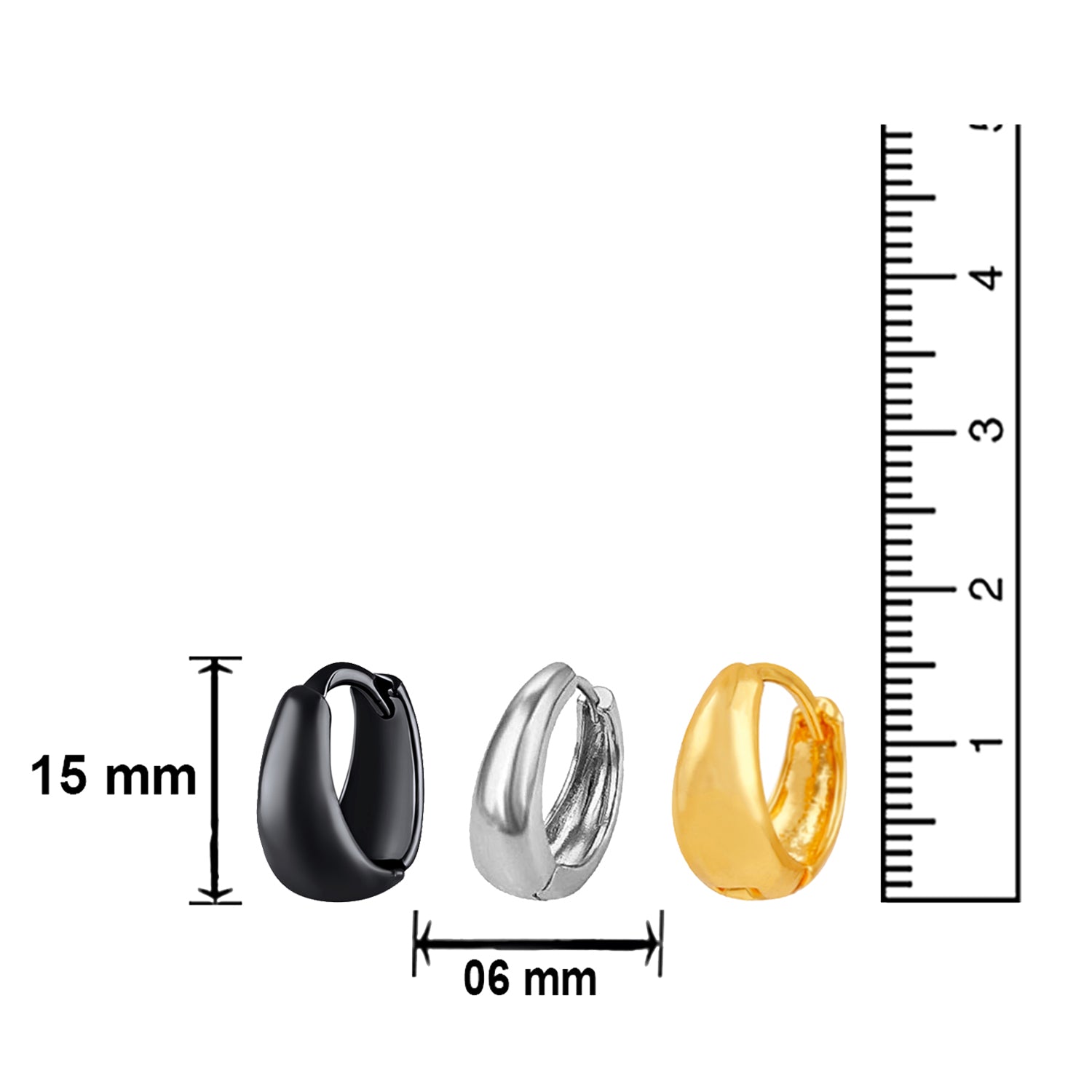 Combo of Black and Golden Bollywood Styled Piercing Kaju Bali / Hoop Mens Earrings