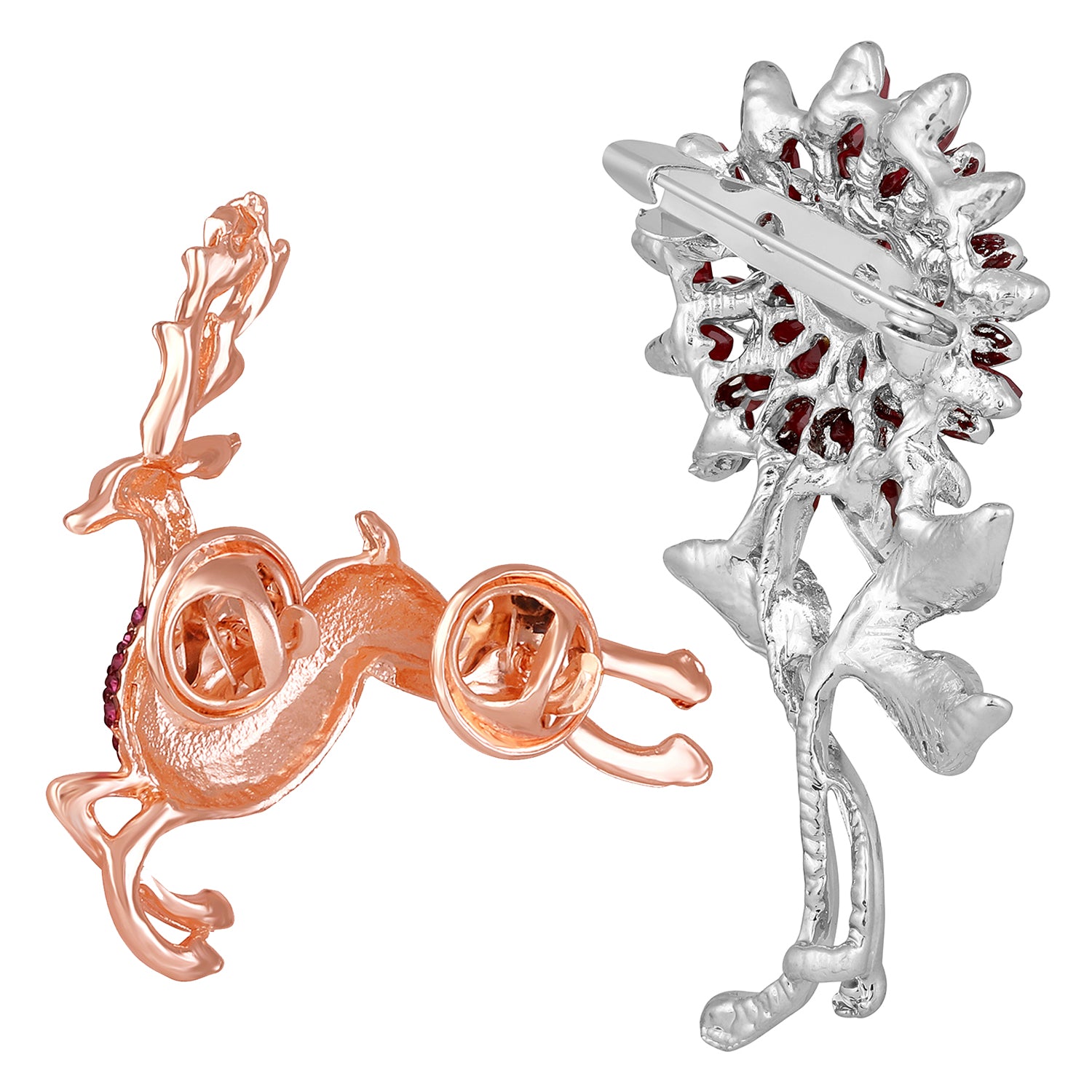 Combo of Brown and white Crystals Floral, Deer-Shaped Wedding Brooch