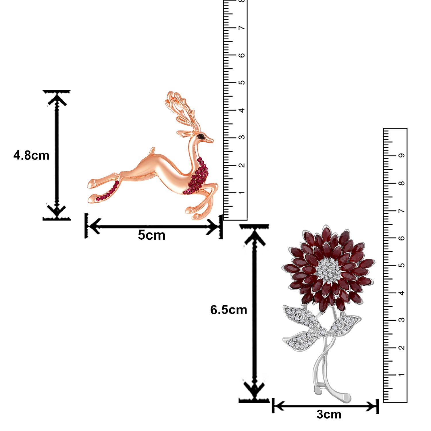 Combo of Brown and white Crystals Floral, Deer-Shaped Wedding Brooch