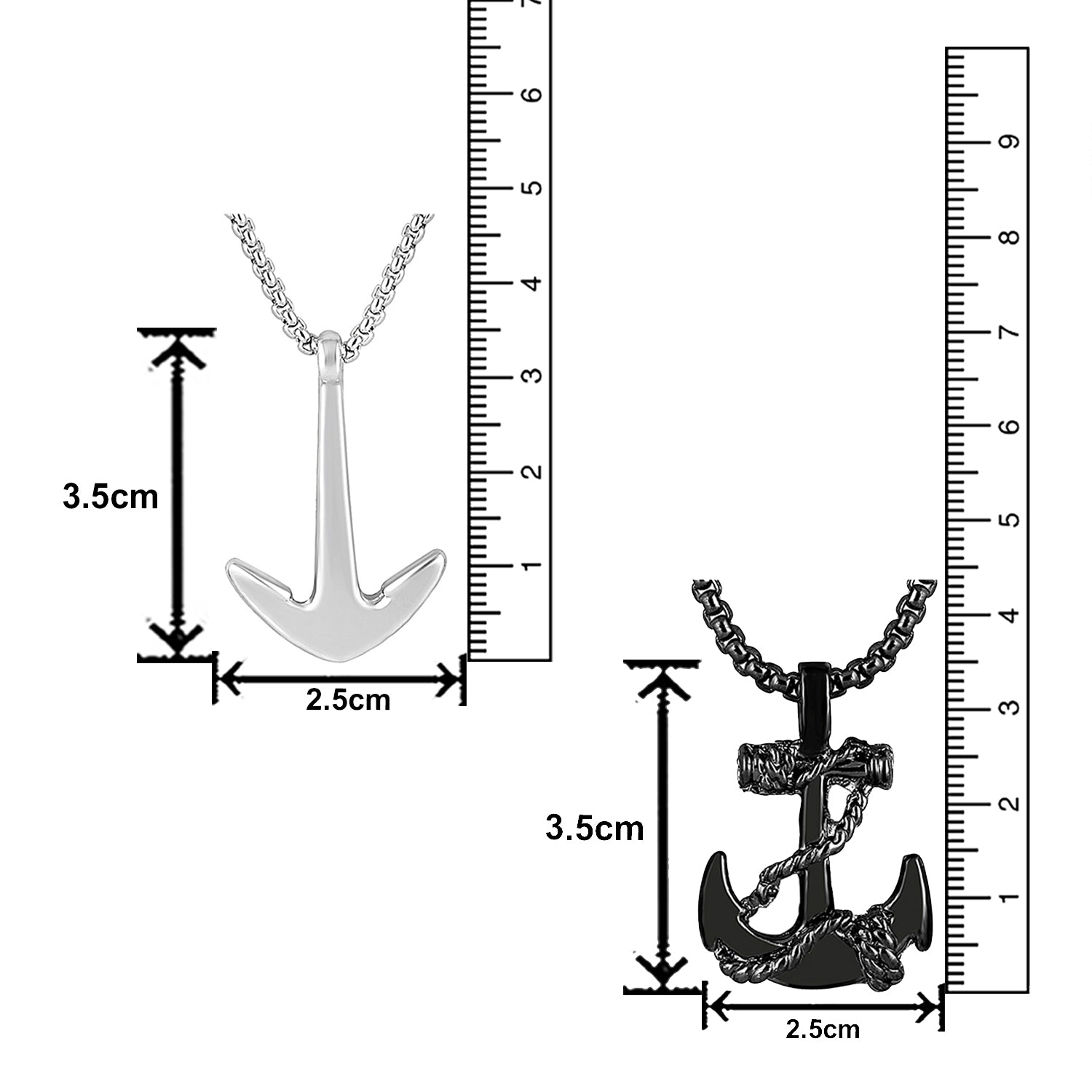 Combo of Black Gun Metal Plated Unisex Ship Anchor Necklace Chain Pendant